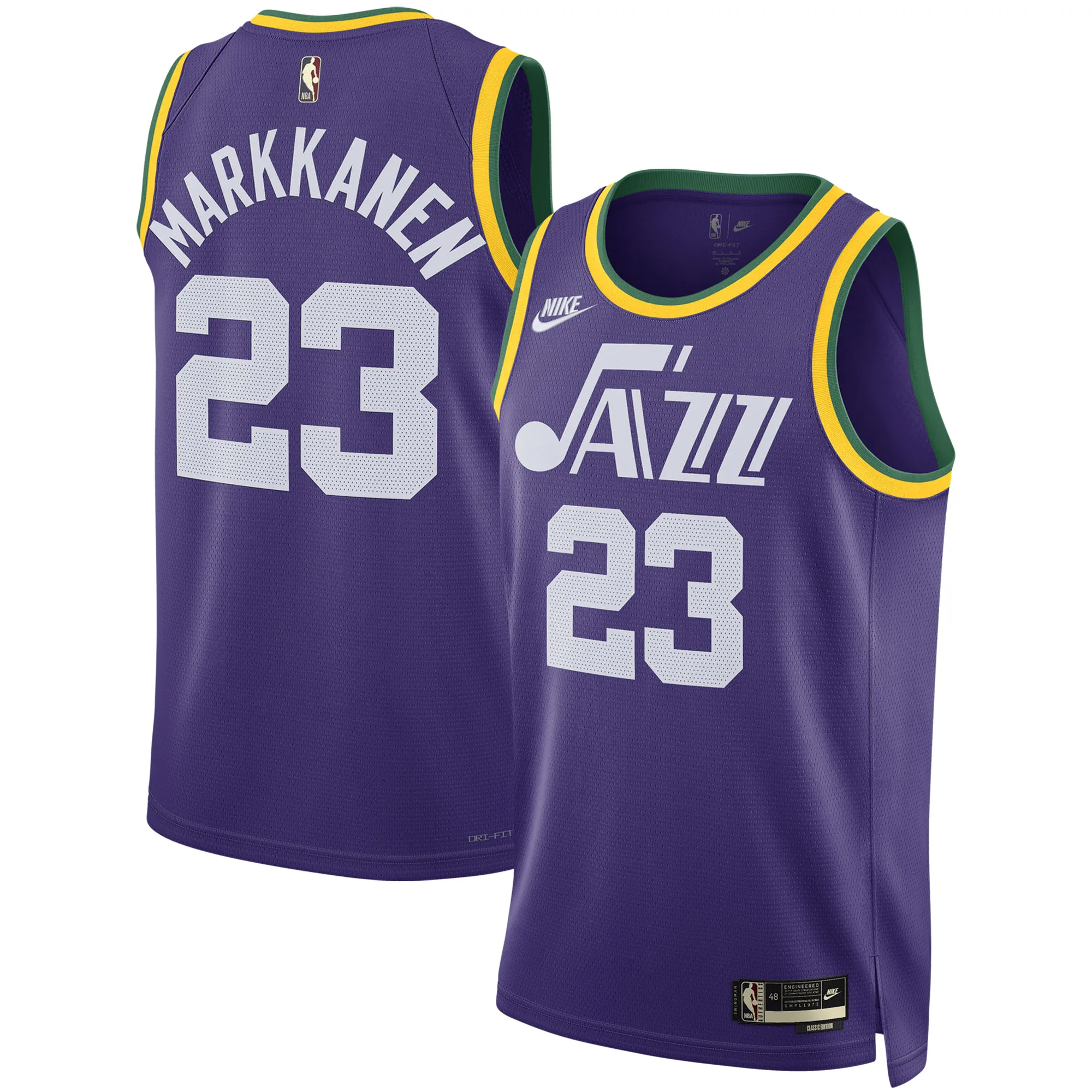 Lauri Markkanen Utah Jazz Nike Unisex 2023-24 Swingman Replica Jersey - Classic Edition - Purple