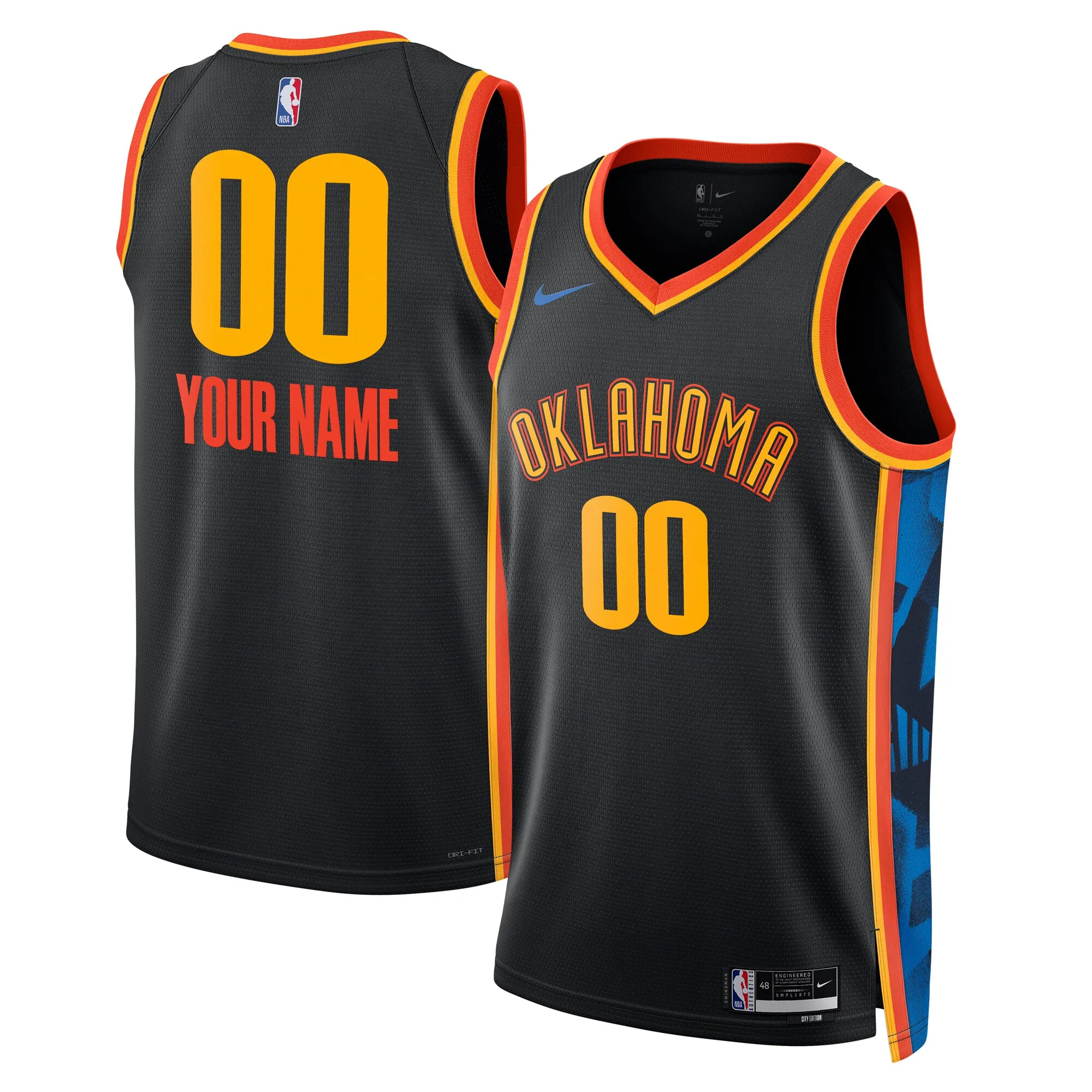Oklahoma City Thunder Nike Unisex 2024-25 Custom Swingman Jersey - City Edition - Black
