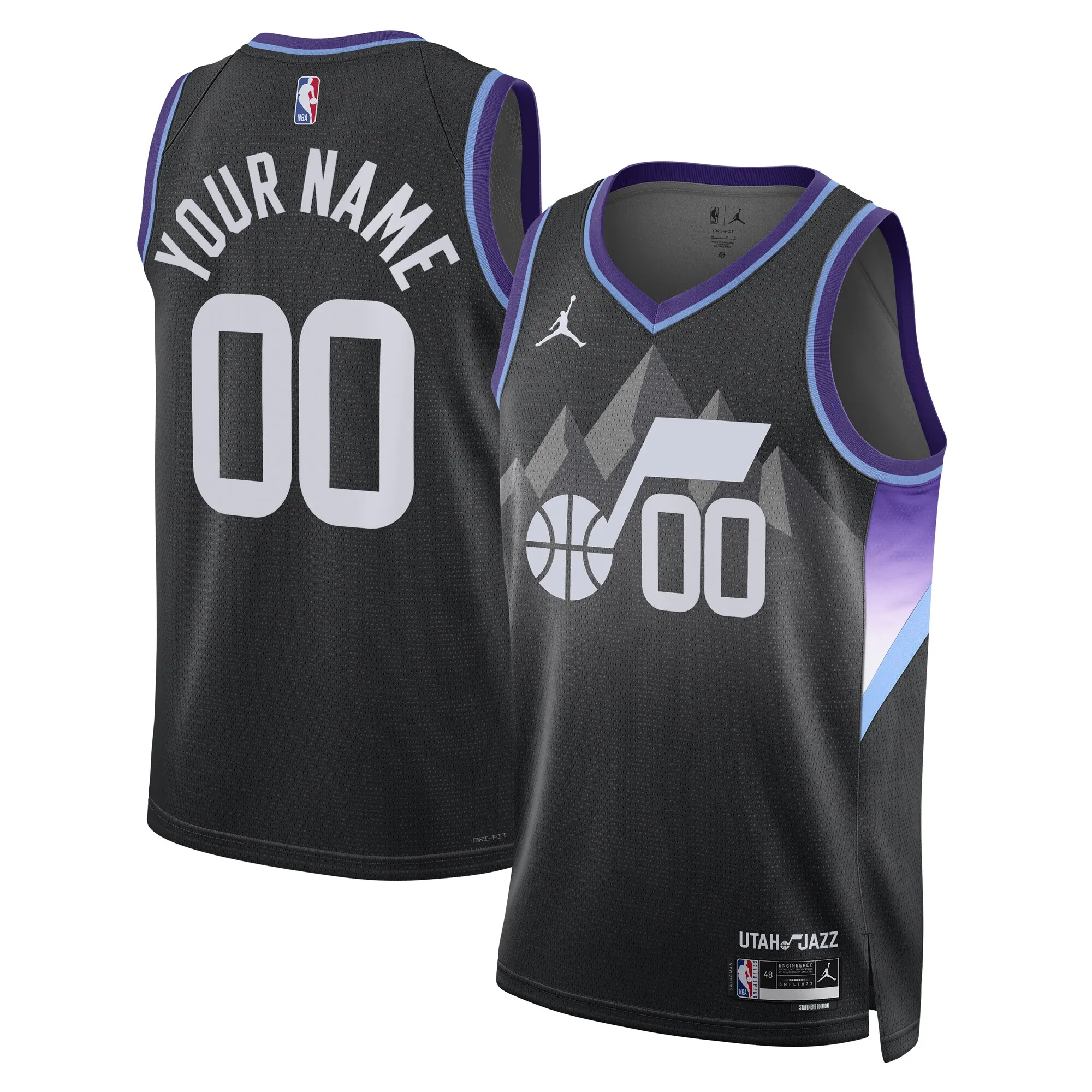 Utah Jazz Jordan Brand Unisex 2024-25 Custom Swingman Jersey - Statement Edition - Black