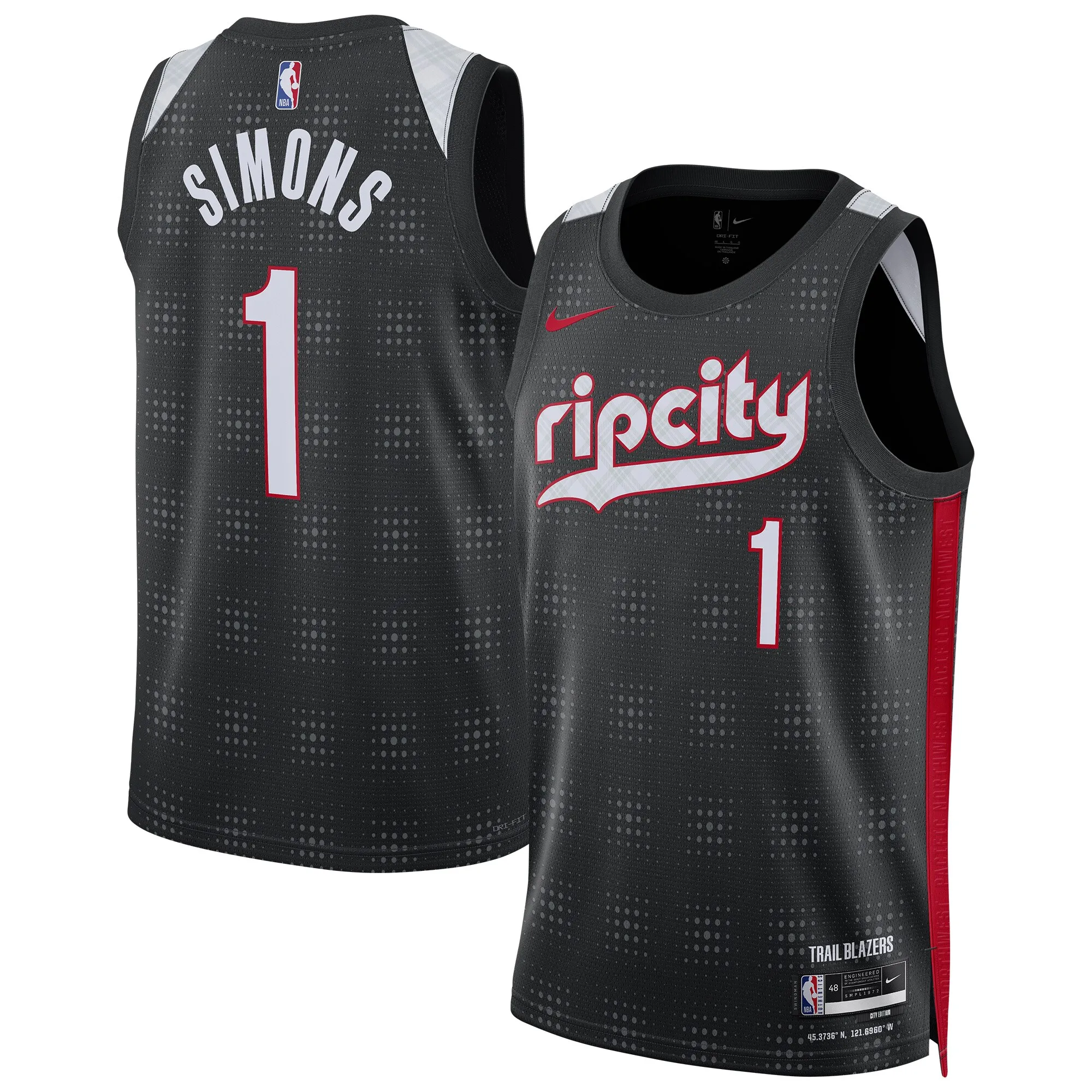 Anfernee Simons Portland Trail Blazers Nike Unisex 2024-25 Swingman Player Jersey - City Edition - Black