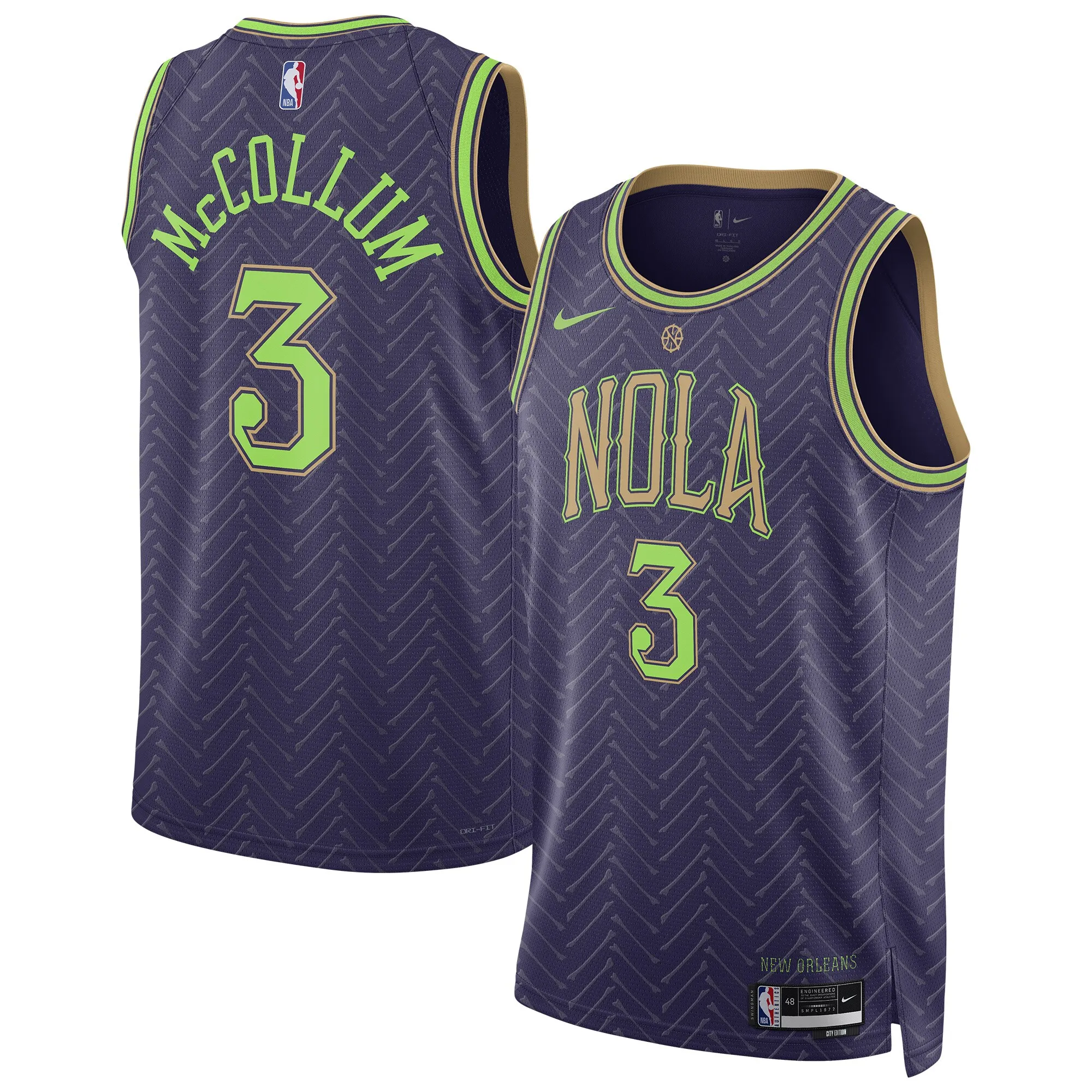 CJ McCollum New Orleans Pelicans Nike Unisex 2024-25 Swingman Player Jersey - City Edition - Purple