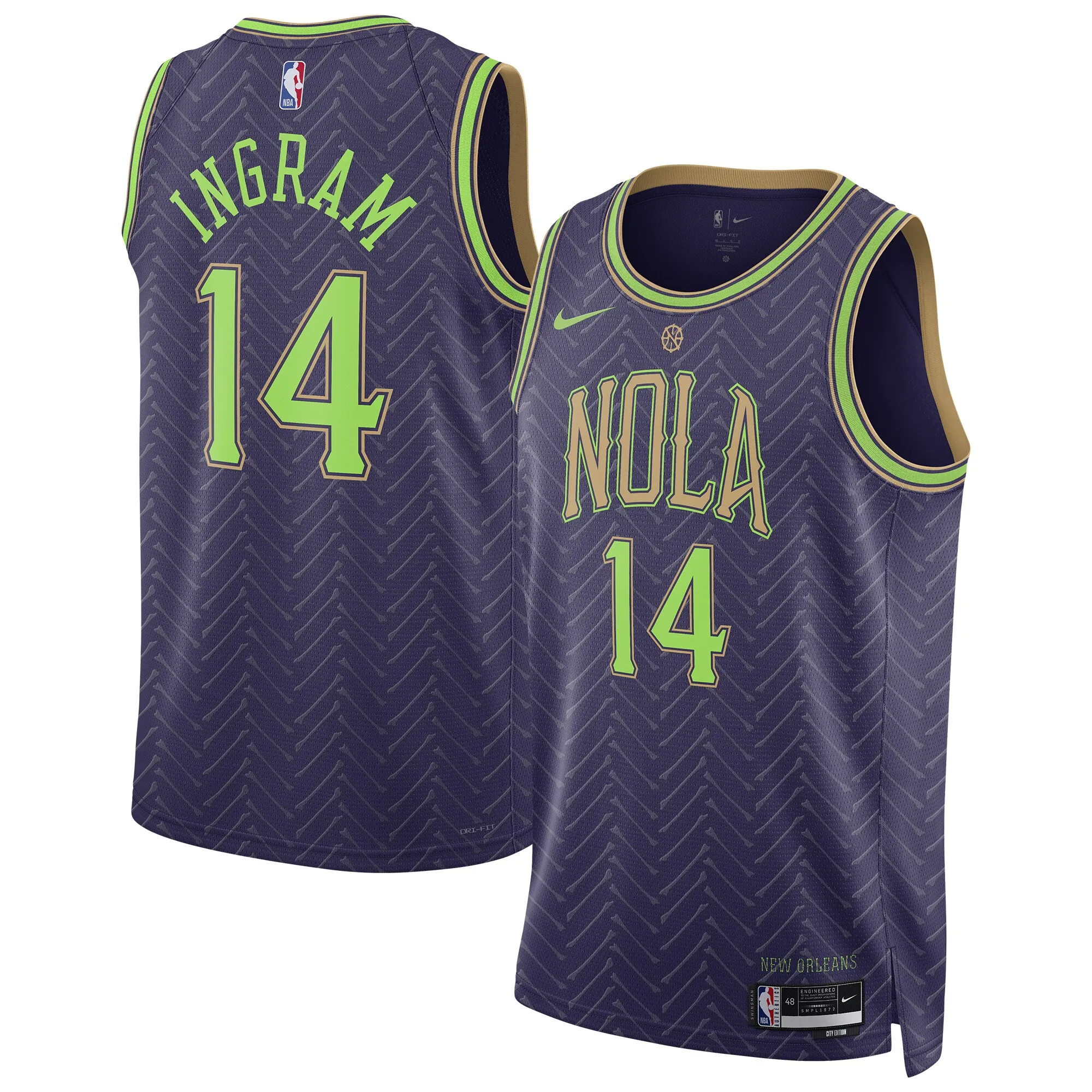 Brandon Ingram New Orleans Pelicans Nike Unisex 2024-25 Swingman Player Jersey - City Edition - Purple