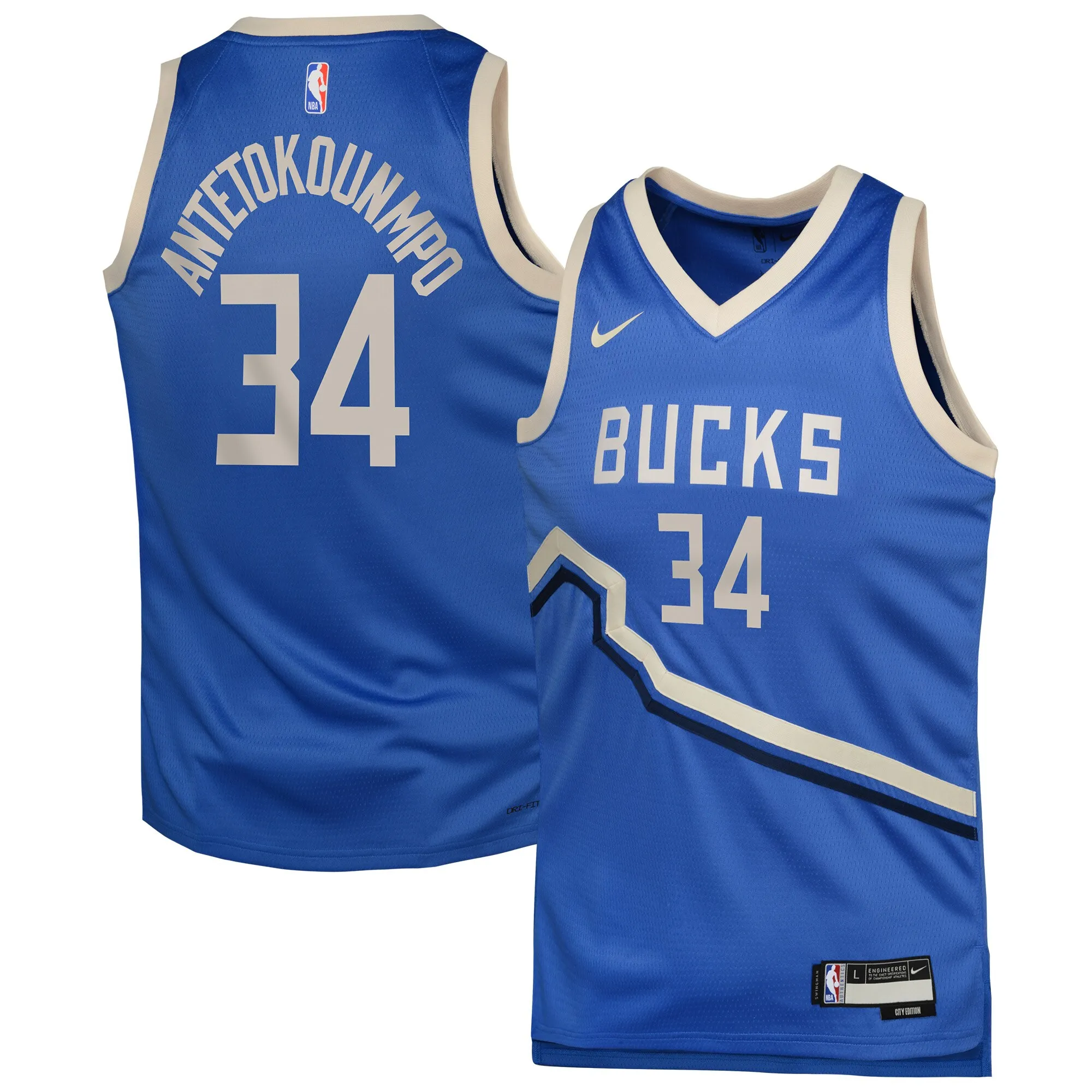 Giannis Antetokounmpo Milwaukee Bucks Nike Youth 2024-25 Swingman Player Jersey - City Edition - Royal