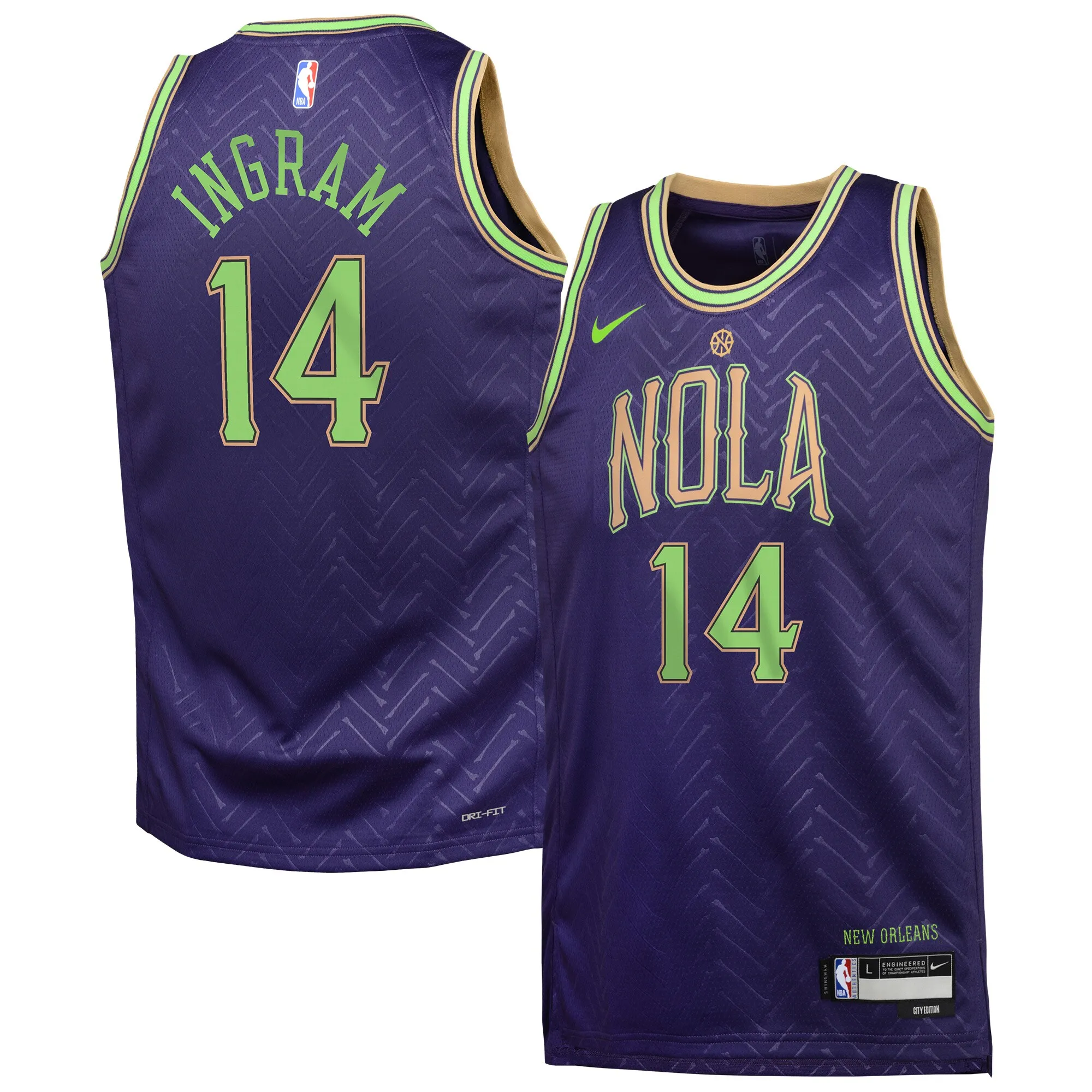 Brandon Ingram New Orleans Pelicans Nike Youth 2024-25 Swingman Player Jersey - City Edition - Purple