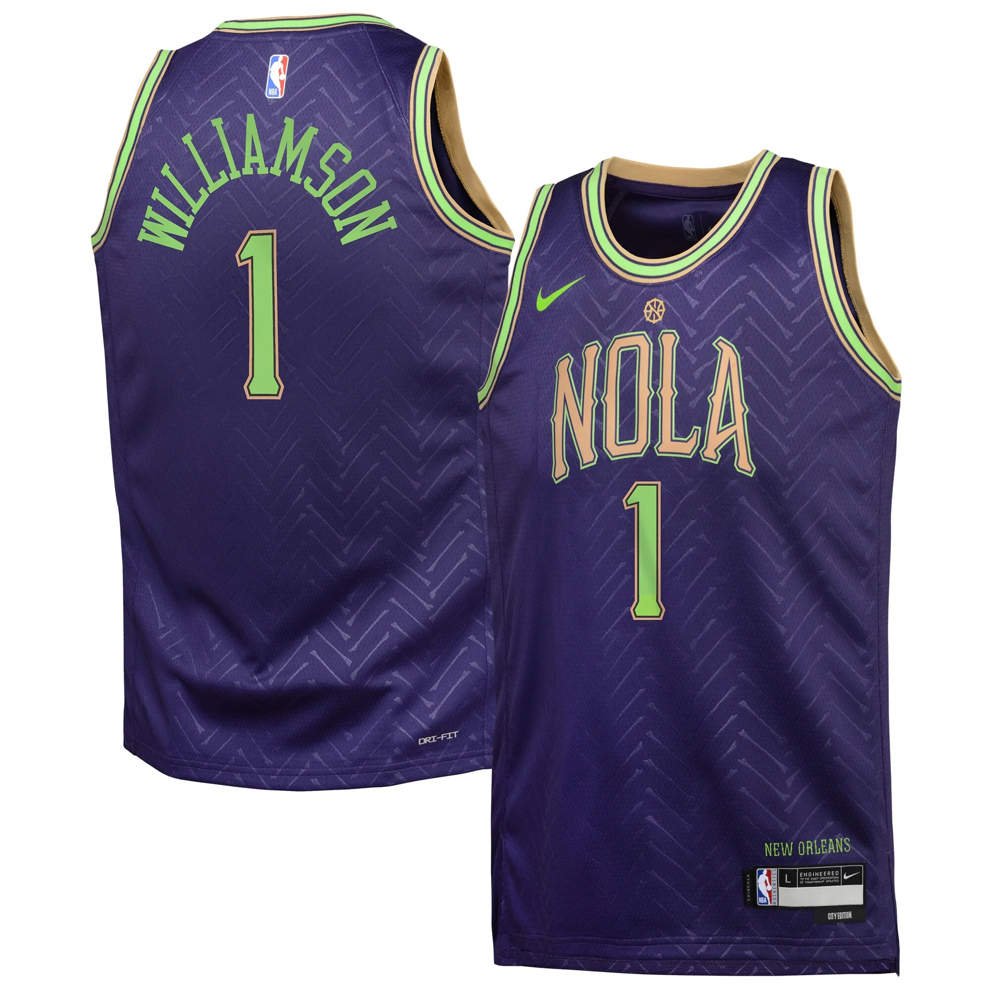 Zion Williamson New Orleans Pelicans Nike Youth 2024-25 Swingman Player Jersey - City Edition - Purple