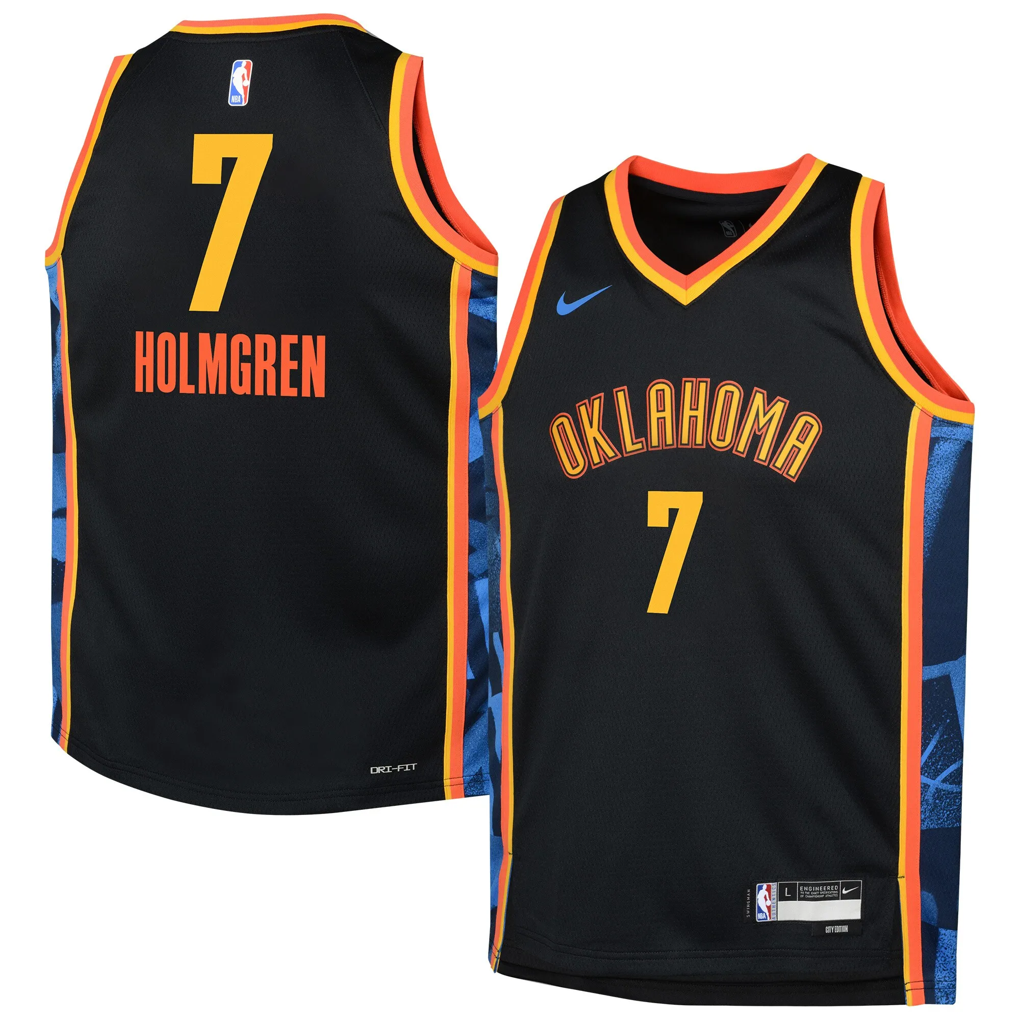 Chet Holmgren Oklahoma City Thunder Nike Youth 2024-25 Swingman Player Jersey - City Edition - Black