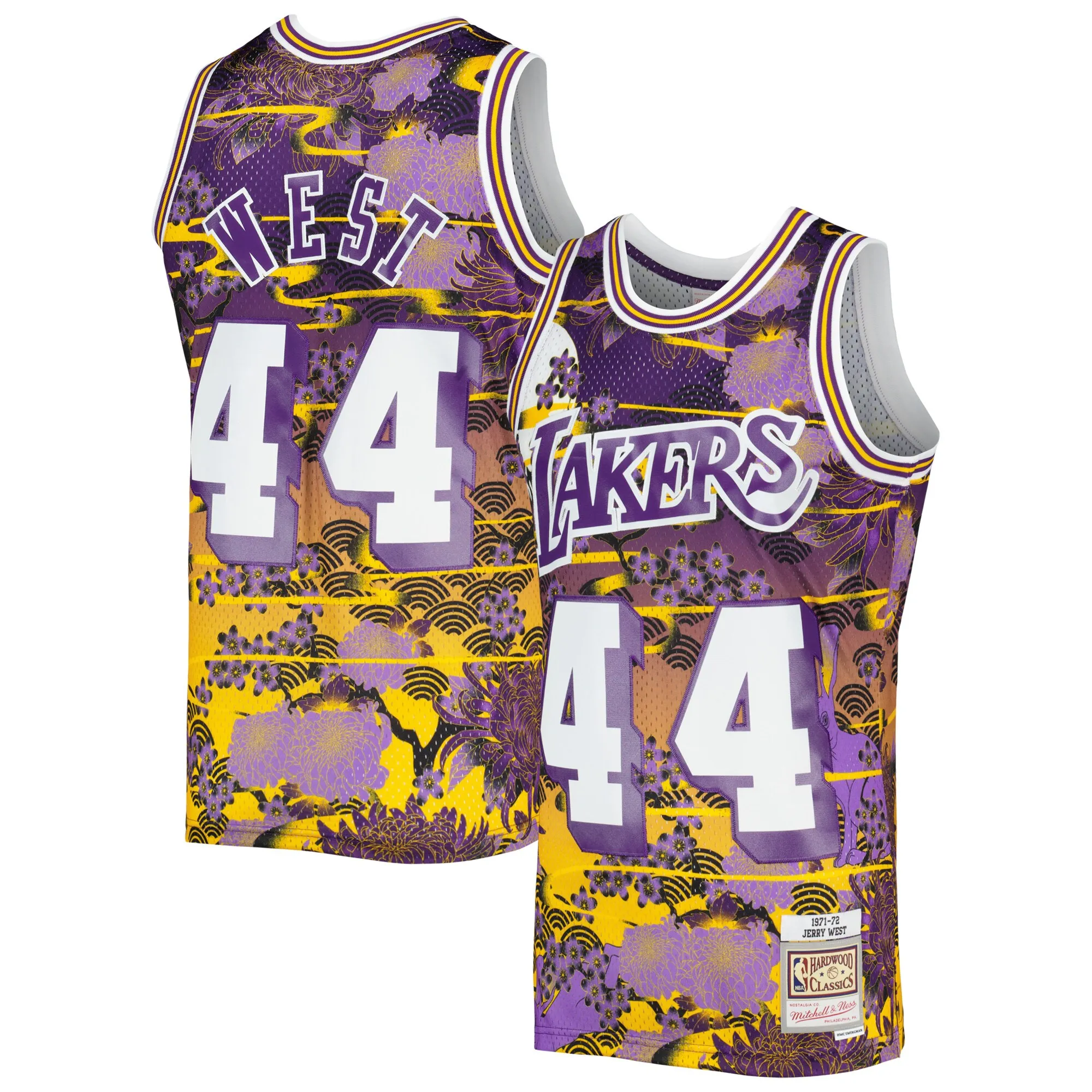 Jerry West Los Angeles Lakers Mitchell & Ness 1971-72 Hardwood Classics Lunar New Year Swingman Jersey - Purple