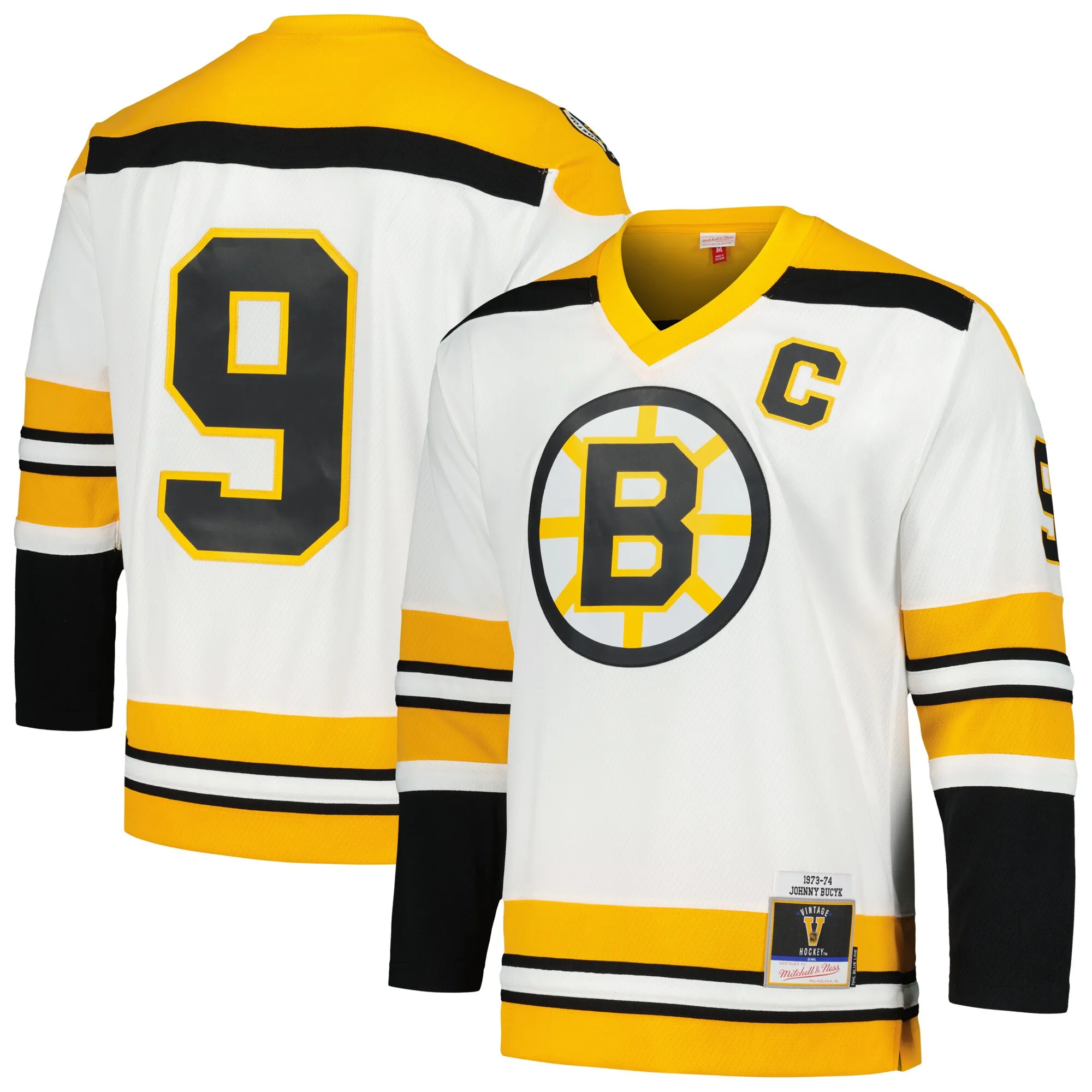 Johnny Bucyk Boston Bruins Mitchell & Ness  1973-74 Blue Line Player Jersey - White