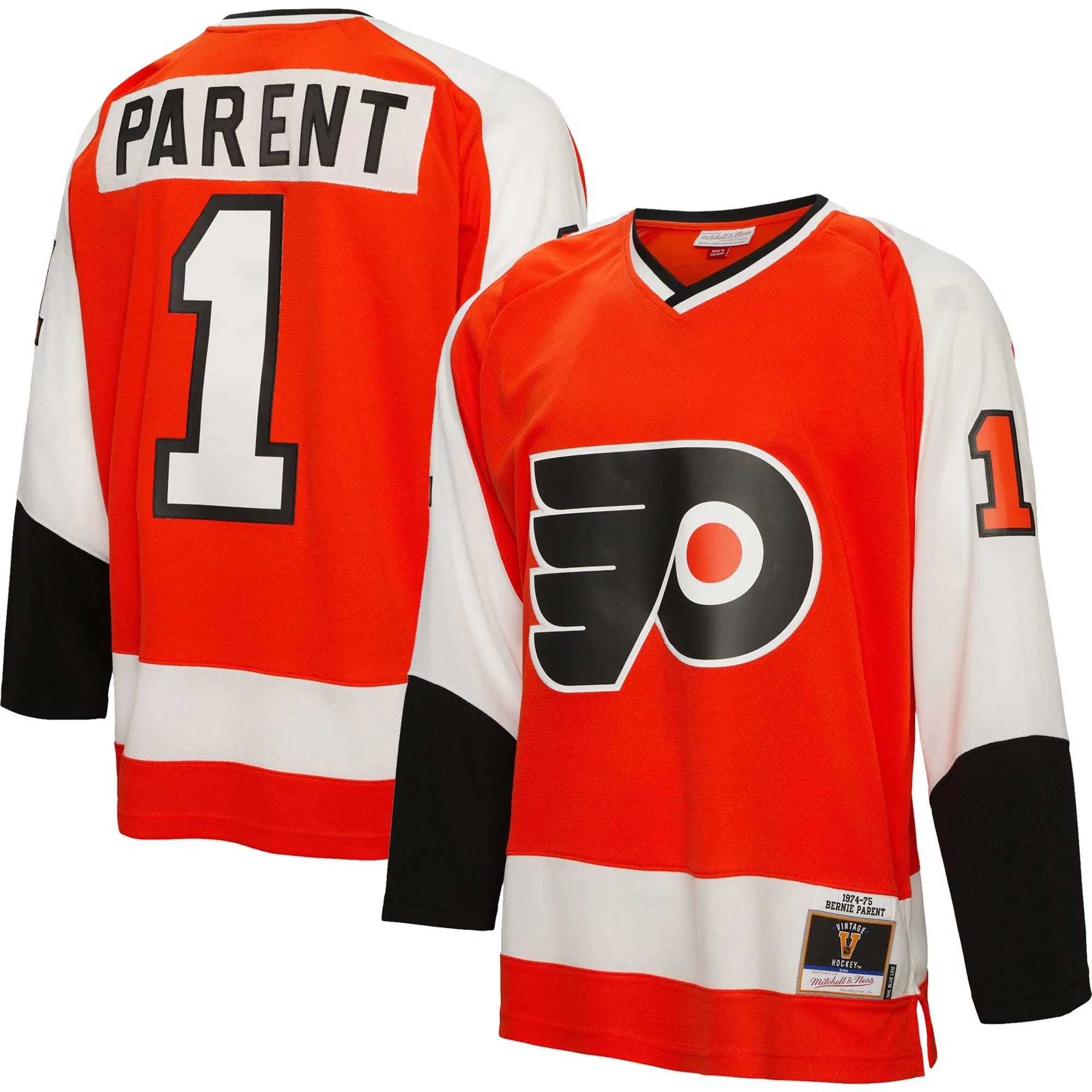 Bernie Parent Philadelphia Flyers Mitchell & Ness  1974-75 Blue Line Player Jersey - Orange