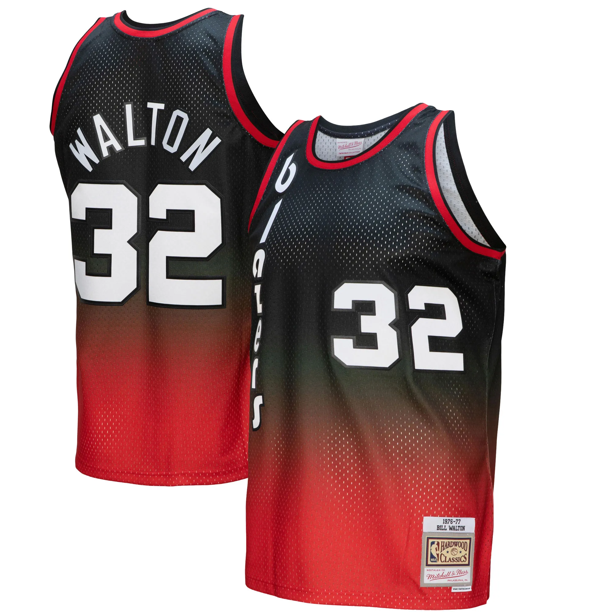Bill Walton Portland Trail Blazers Mitchell & Ness 1976-77 Hardwood Classics Fadeaway Swingman Player Jersey - Red-Black