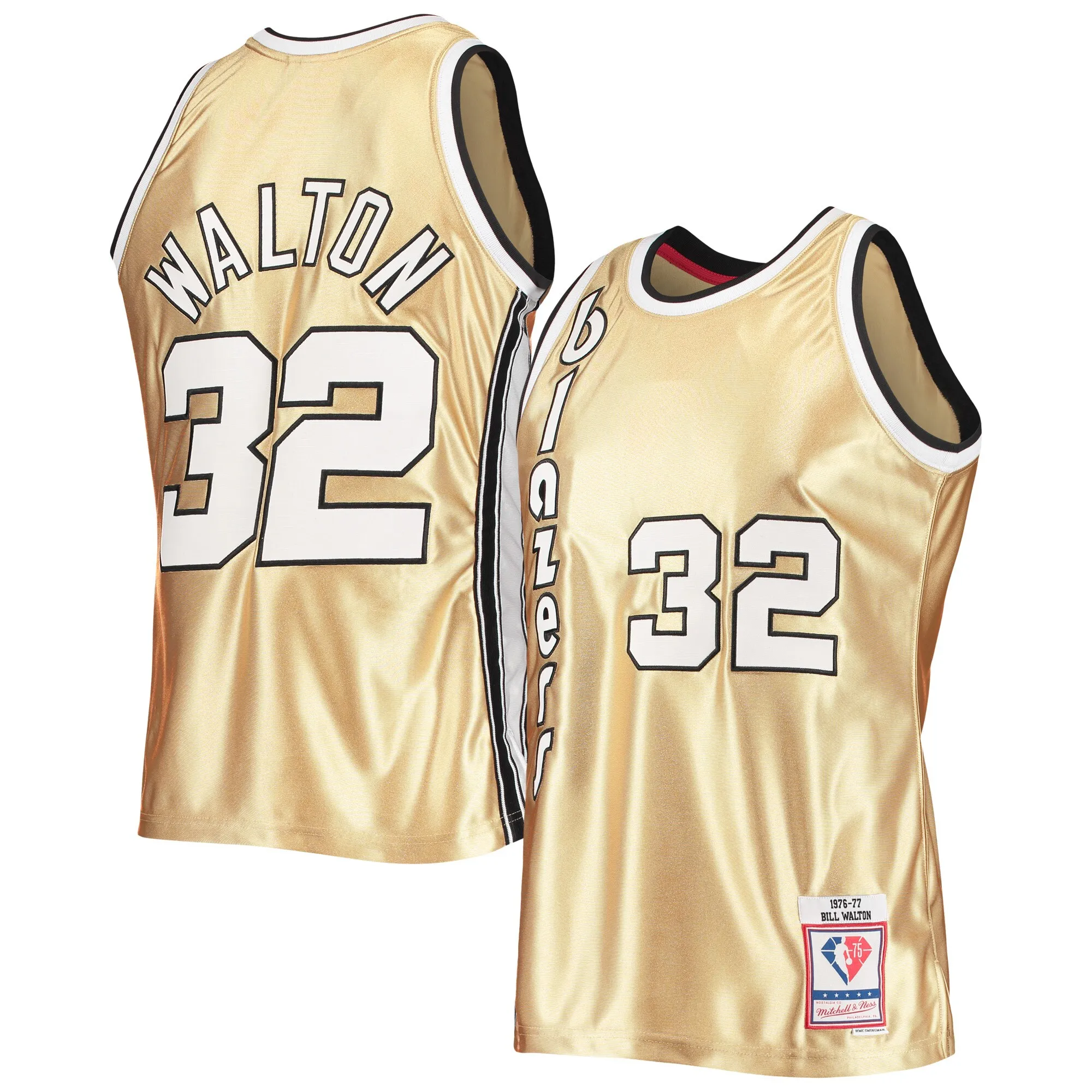 Bill Walton Portland Trail Blazers Mitchell & Ness 75th Anniversary 1976-77 Hardwood Classics Swingman Jersey - Gold