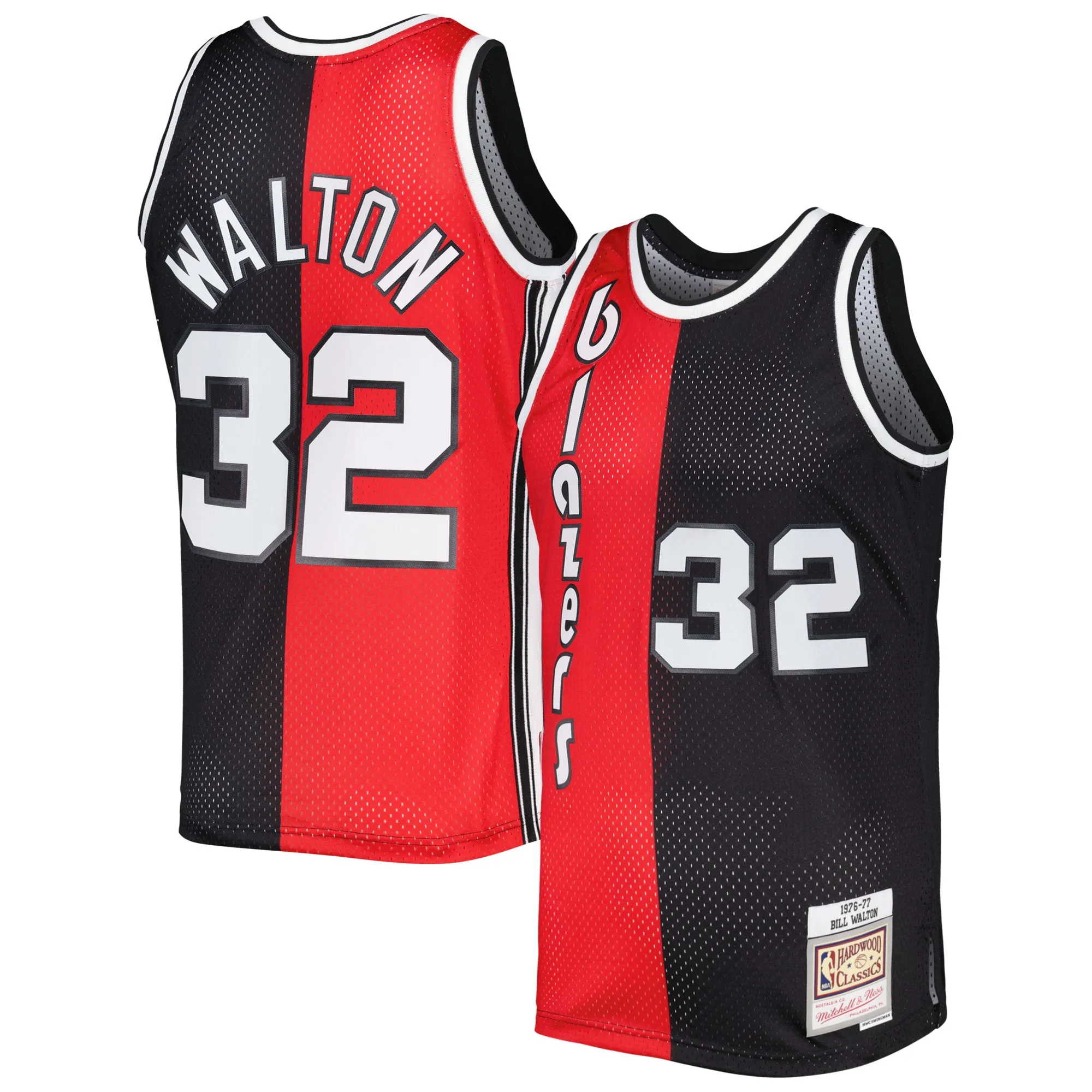 Bill Walton Portland Trail Blazers Mitchell & Ness Hardwood Classics 1976-77 Split Swingman Jersey - Red-Black