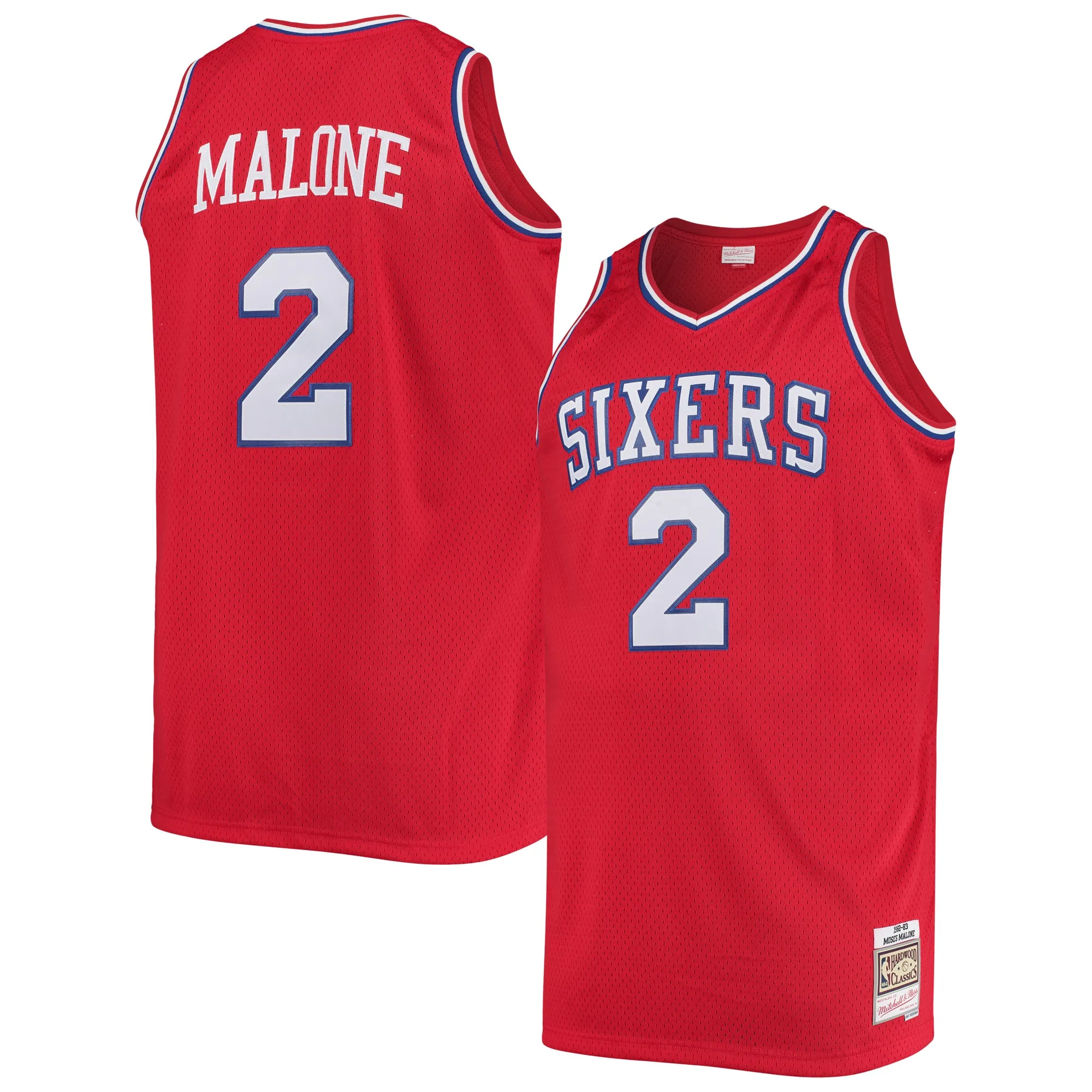 Moses Malone Philadelphia 76ers Mitchell & Ness 1982-83 Big & Tall Hardwood Classics Swingman Jersey - Red