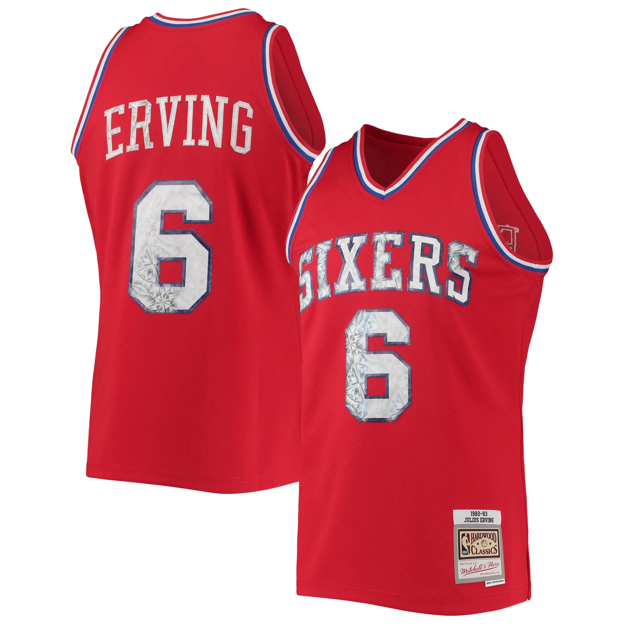 Julius Erving Philadelphia 76ers Mitchell & Ness 1982-83 Hardwood Classics NBA 75th Anniversary Diamond Swingman Jersey - Red