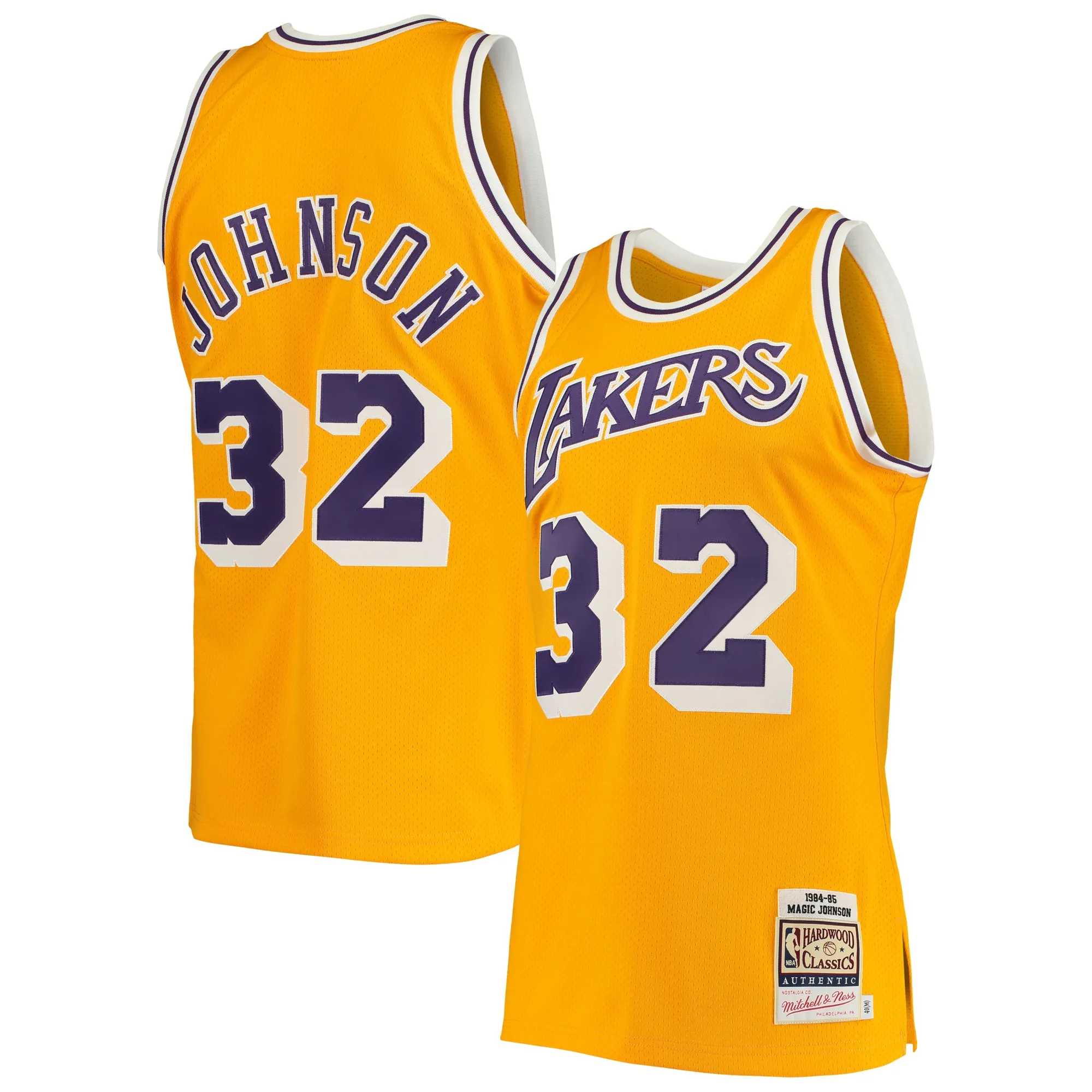 Magic Johnson Los Angeles Lakers Mitchell & Ness 1984-85 Hardwood Classics Authentic Jersey - Gold