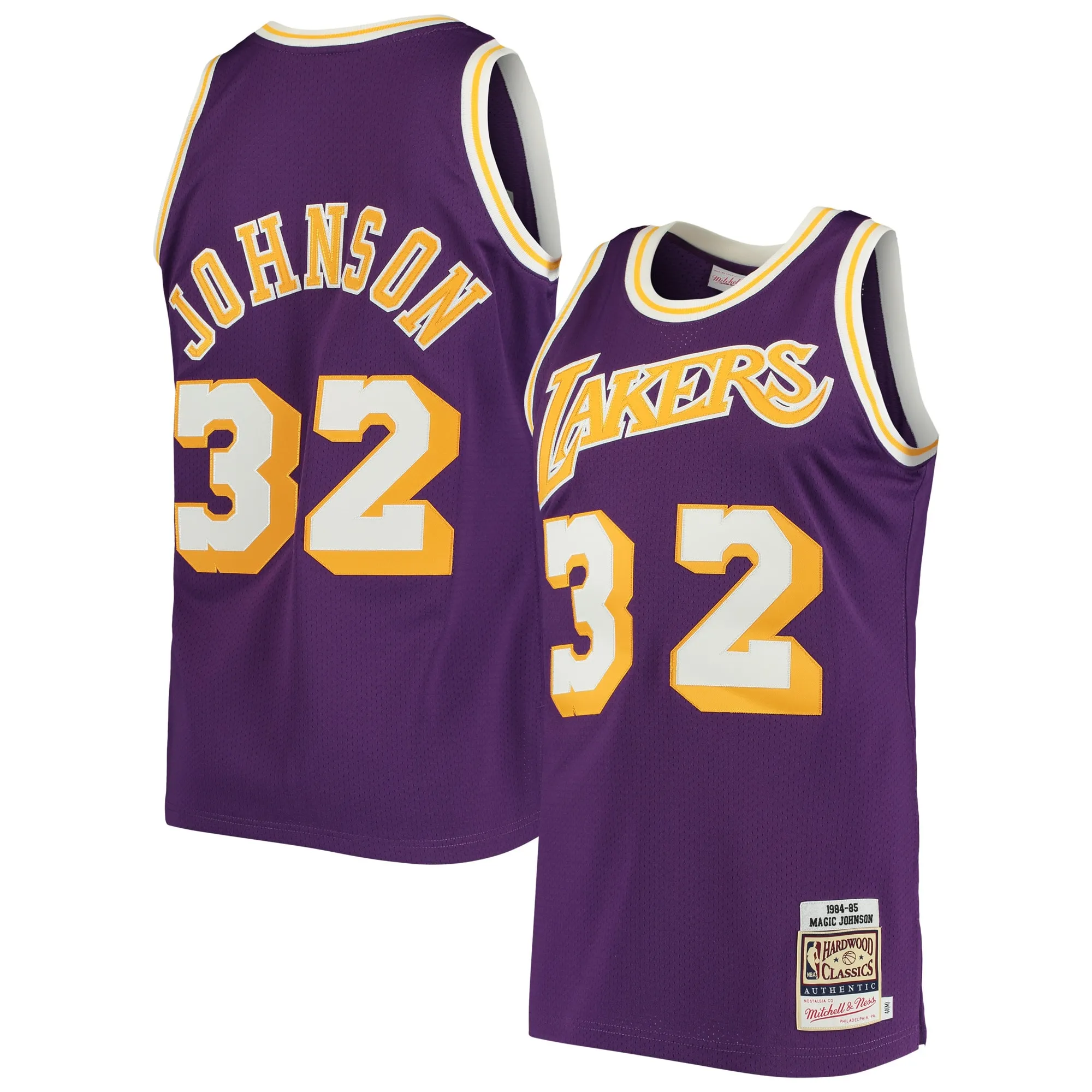 Magic Johnson Los Angeles Lakers Mitchell & Ness 1984-85 Hardwood Classics Authentic Jersey - Purple