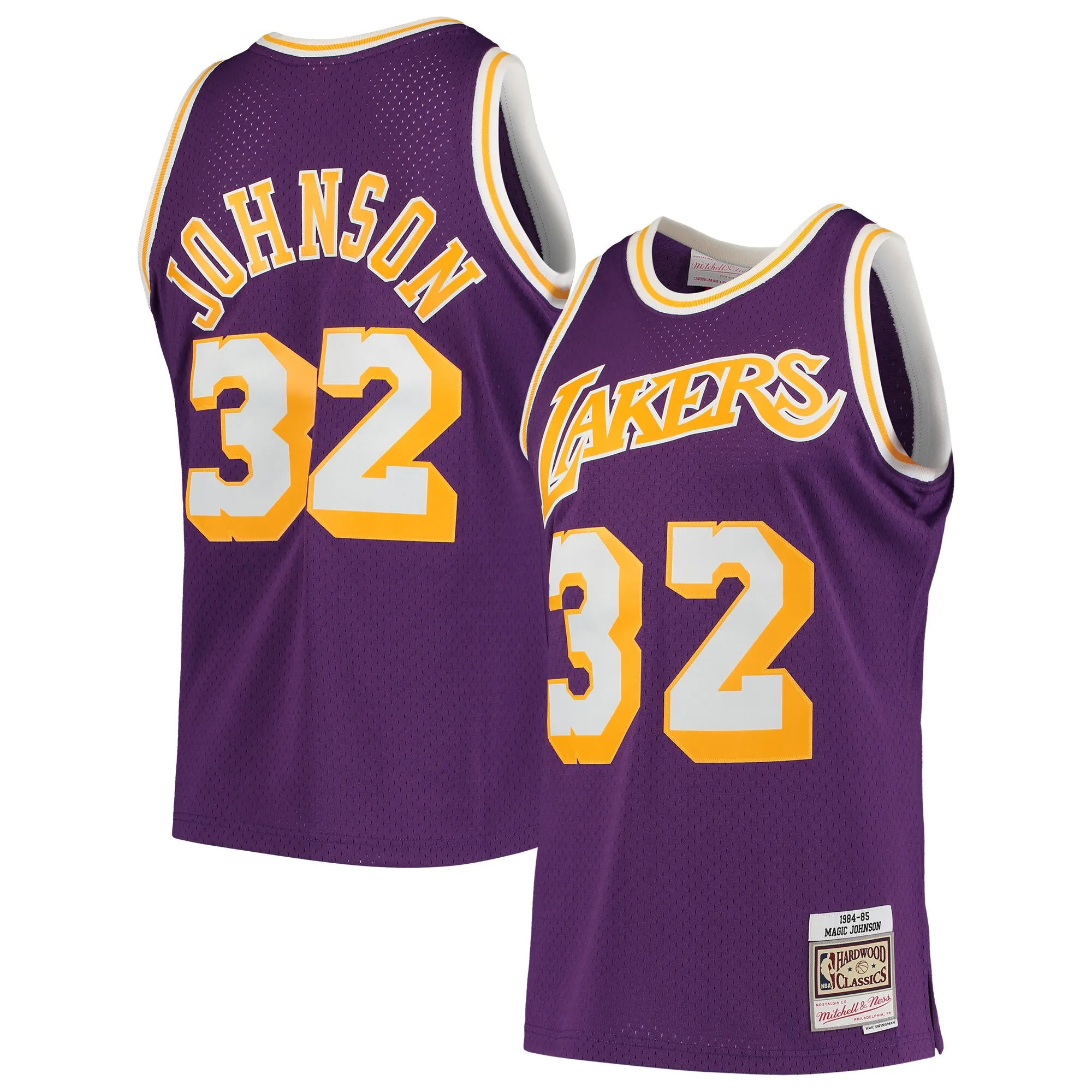 Magic Johnson Los Angeles Lakers Mitchell & Ness 1984-85 Hardwood Classics Swingman Jersey - Purple