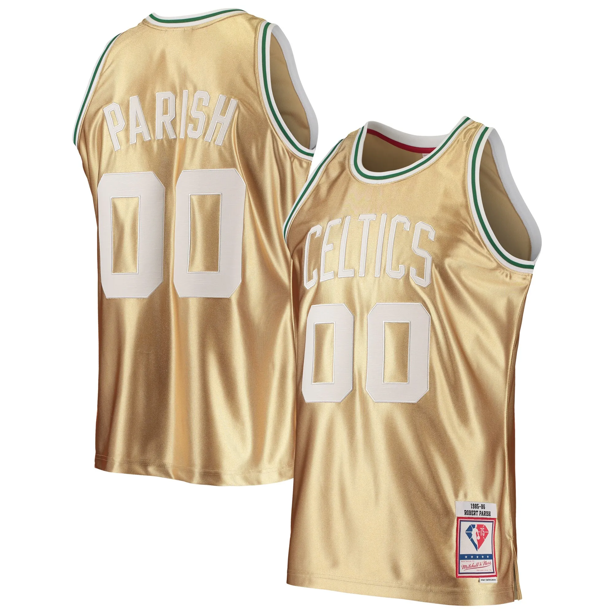 Robert Parish Boston Celtics Mitchell & Ness 75th Anniversary 1985-86 Hardwood Classics Swingman Jersey - Gold