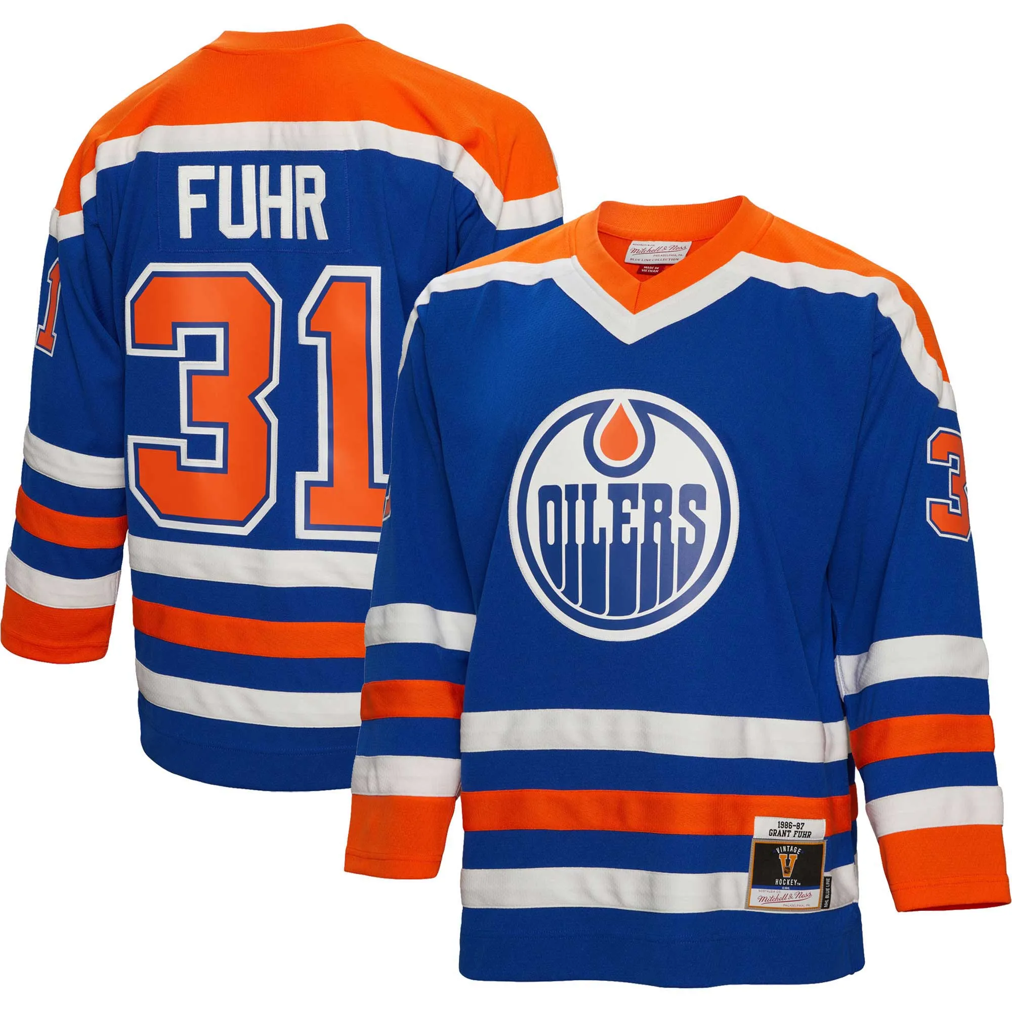 Grant Fuhr Edmonton Oilers Mitchell & Ness  1986-87 Blue Line Player Jersey - Royal