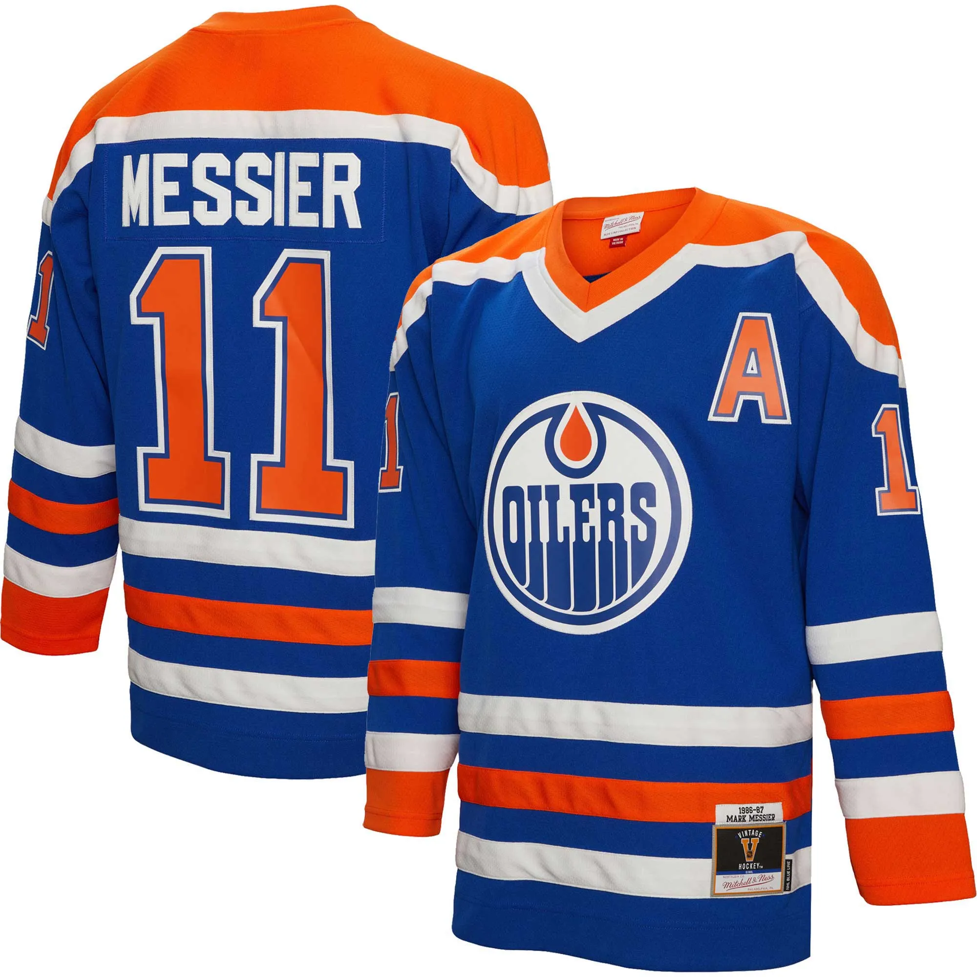 Mark Messier Edmonton Oilers Mitchell & Ness Alternate Captain Patch 1986-87 Blue Line Player Jersey - Royal