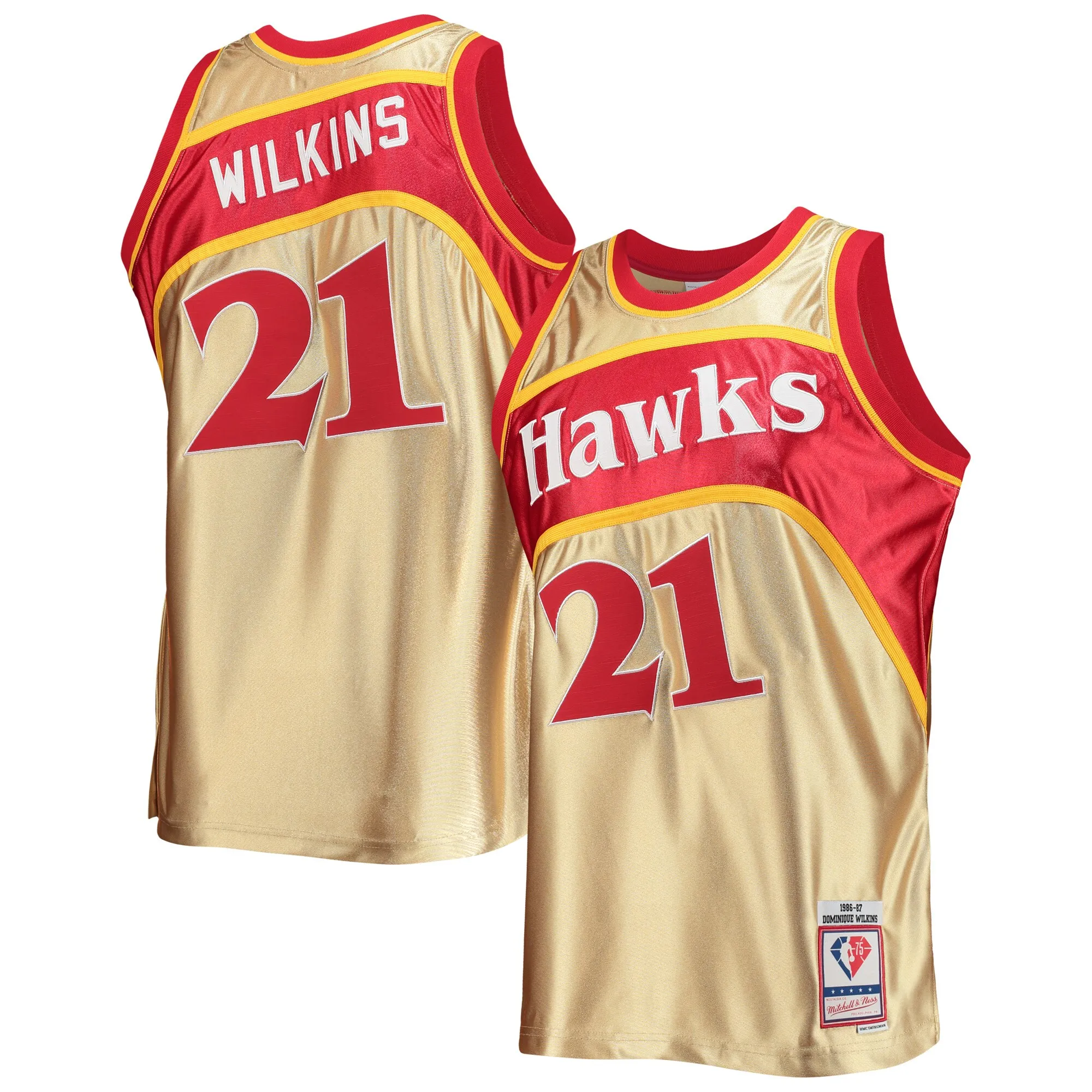 Dominique Wilkins Atlanta Hawks Mitchell & Ness 75th Anniversary 1986-87 Hardwood Classics Swingman Jersey - Gold