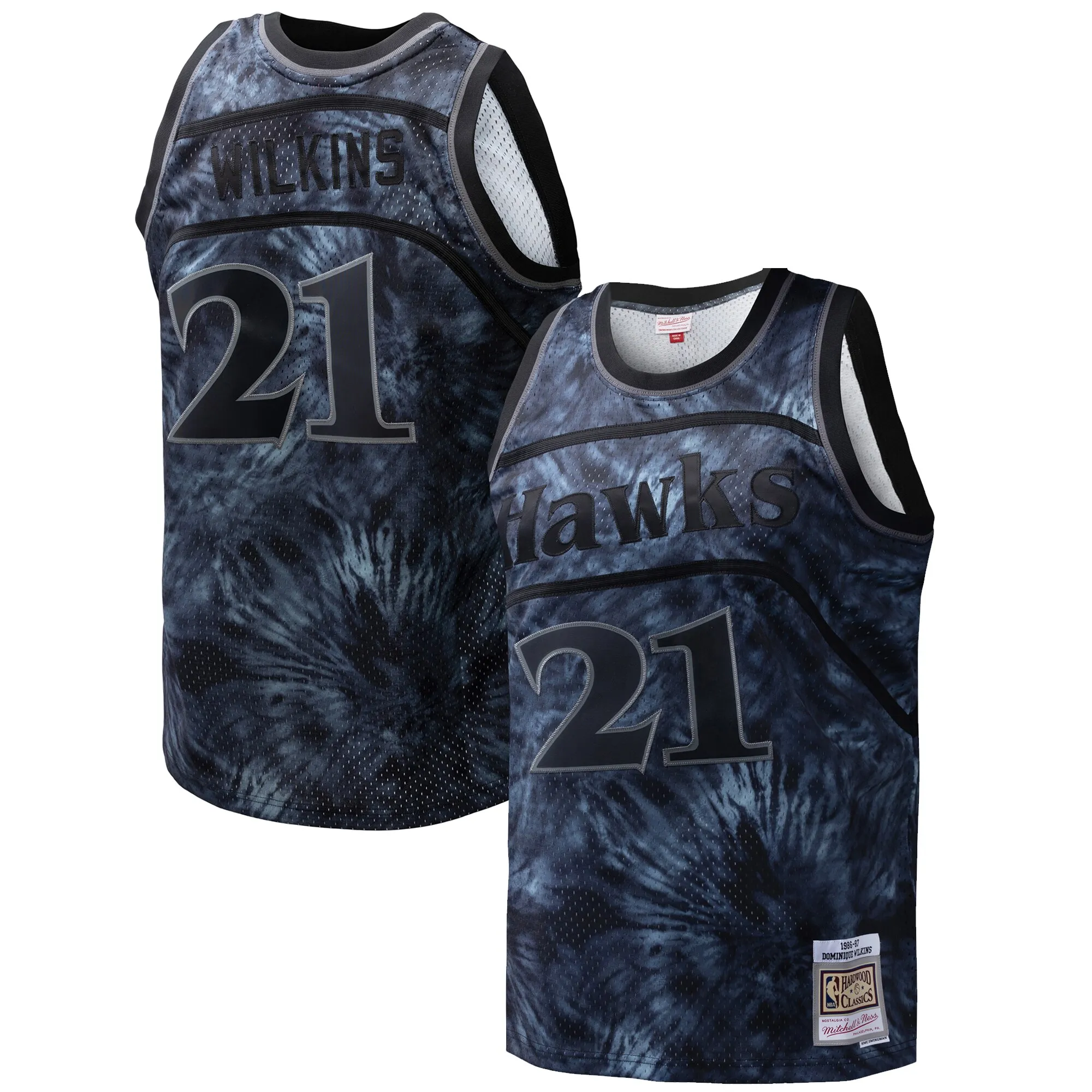 Dominique Wilkins Atlanta Hawks Mitchell & Ness Hardwood Classics 1986-87 Tie-Dye Swingman Jersey - Black