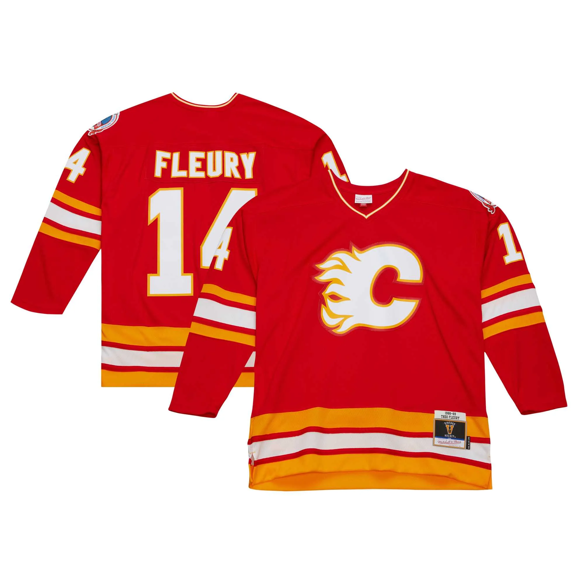 Theoren Fleury Calgary Flames Mitchell & Ness  1988-89 Blue Line Player Jersey - Red