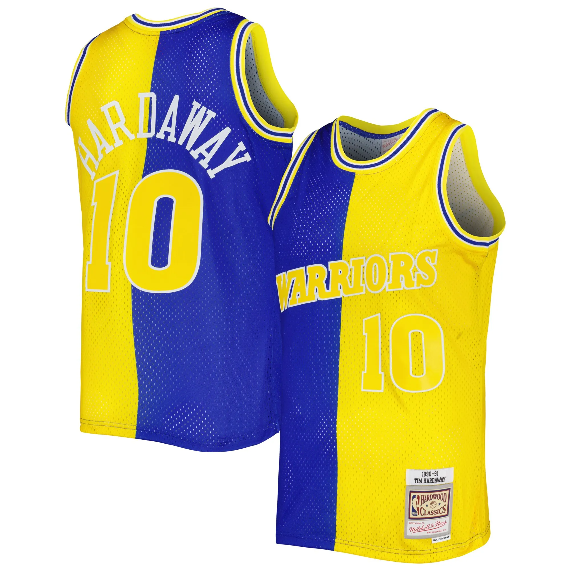 Tim Hardaway Golden State Warriors Mitchell & Ness Hardwood Classics 1990-91 Split Swingman Jersey - Royal-Gold