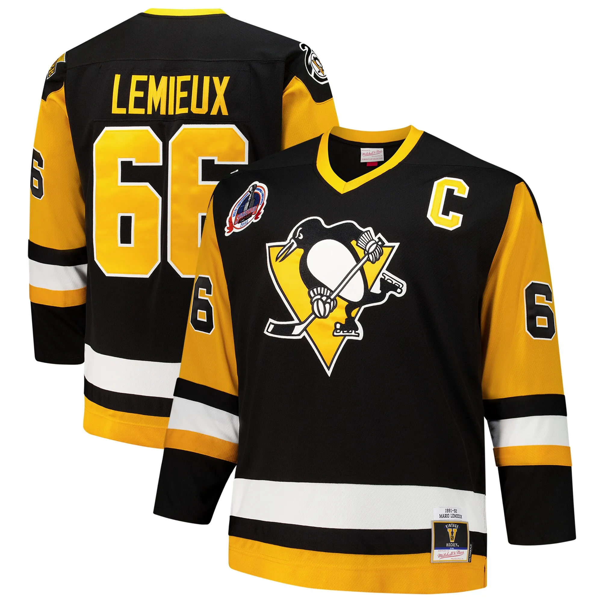 Mario Lemieux Pittsburgh Penguins Mitchell & Ness Big & Tall 1991-92 Blue Line 2.0 Jersey - Black
