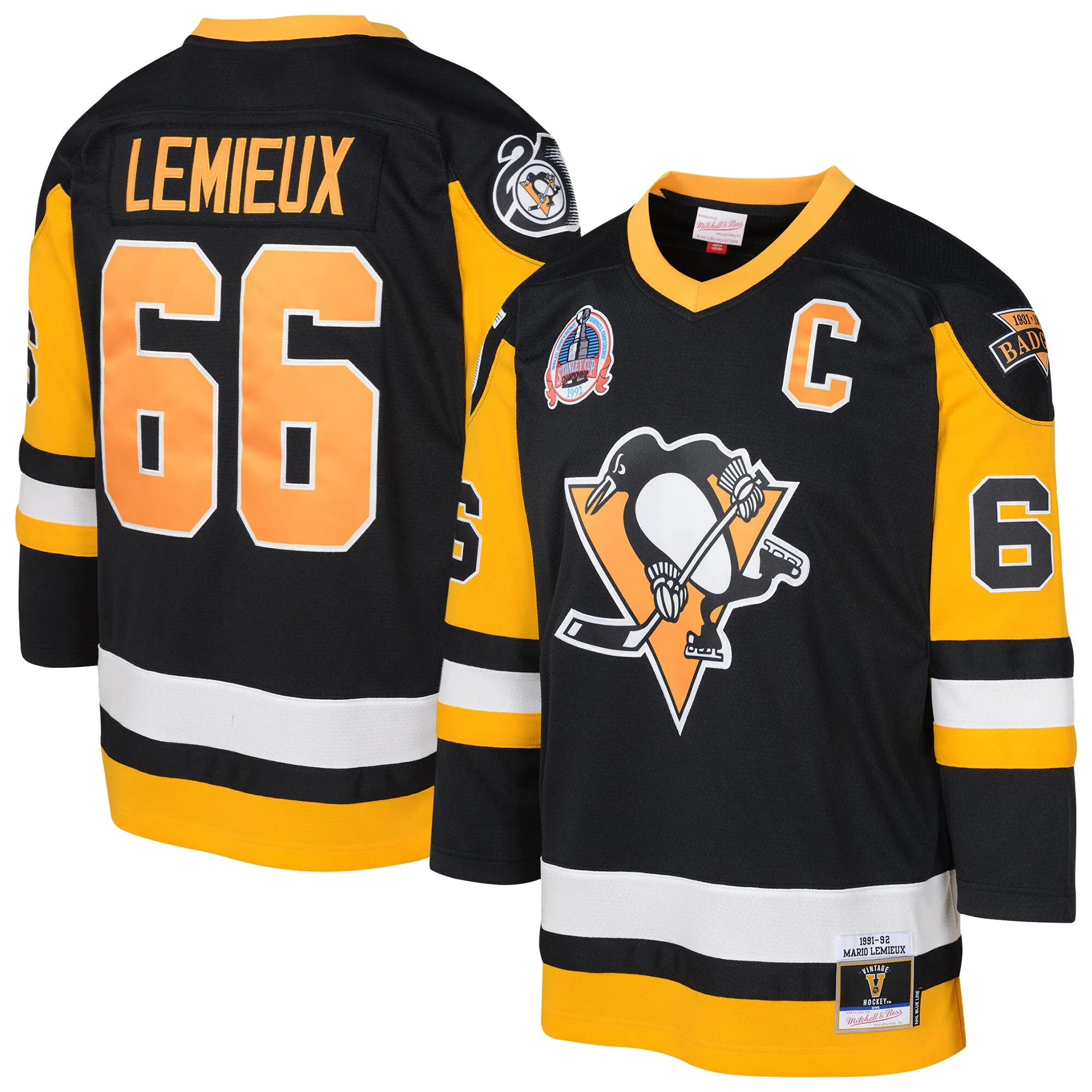 Mario Lemieux Pittsburgh Penguins Mitchell & Ness Preschool 1991-92 Blue Line 2.0 Player Jersey - Black