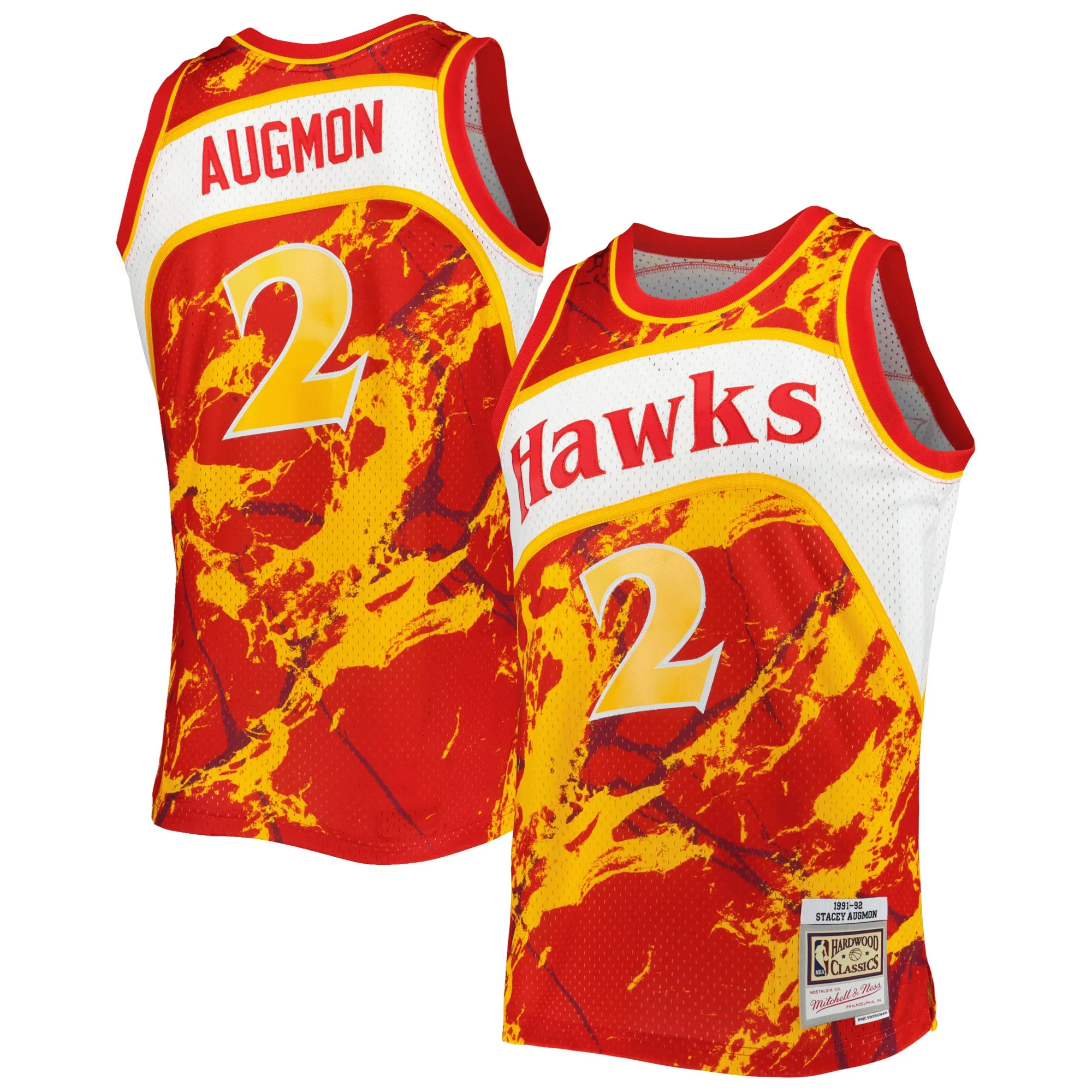Stacey Augmon Atlanta Hawks Mitchell & Ness 1991-92 Hardwood Classics Marble Swingman Jersey - Red