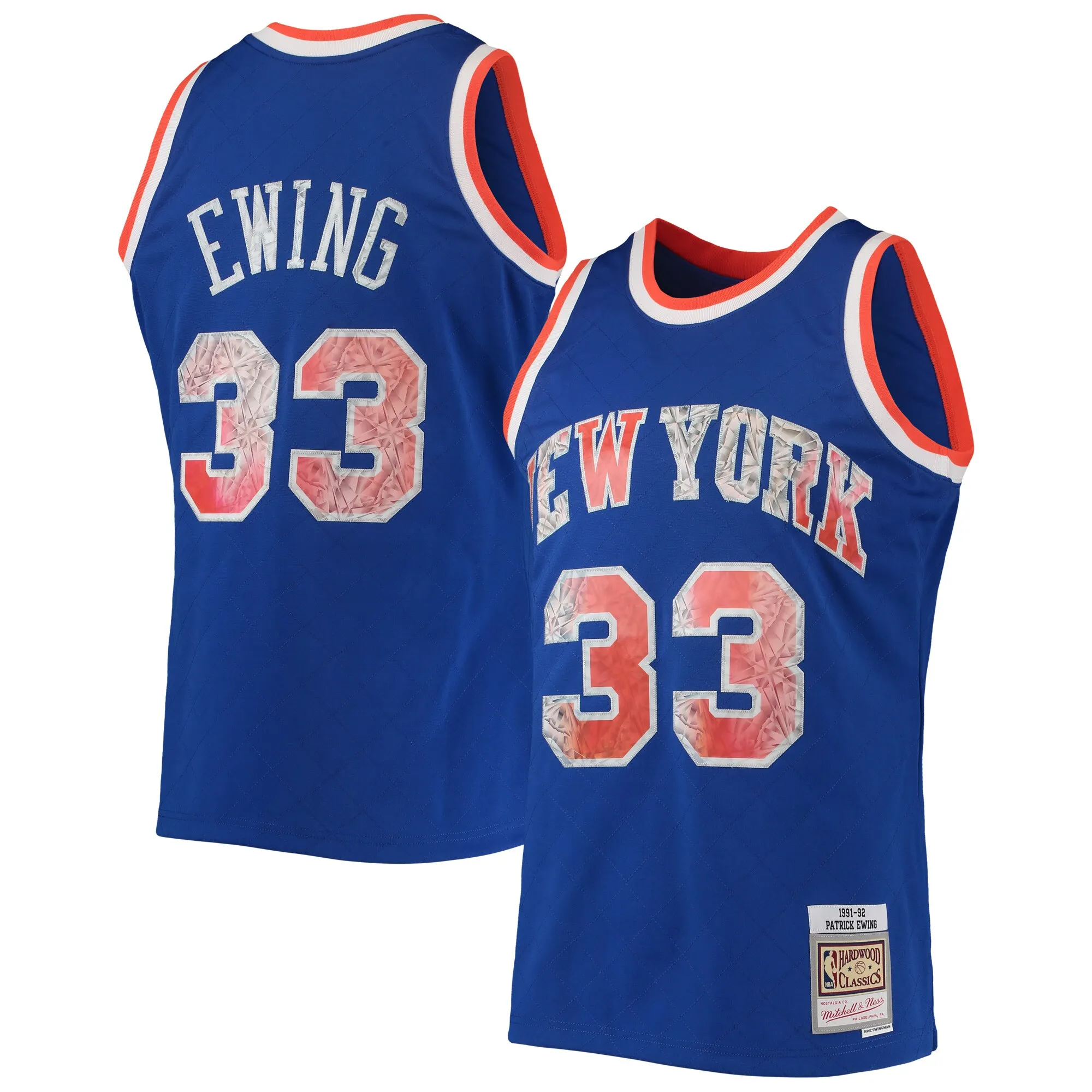 Patrick Ewing New York Knicks Mitchell & Ness 1991-92 Hardwood Classics NBA 75th Anniversary Diamond Swingman Jersey - Blue