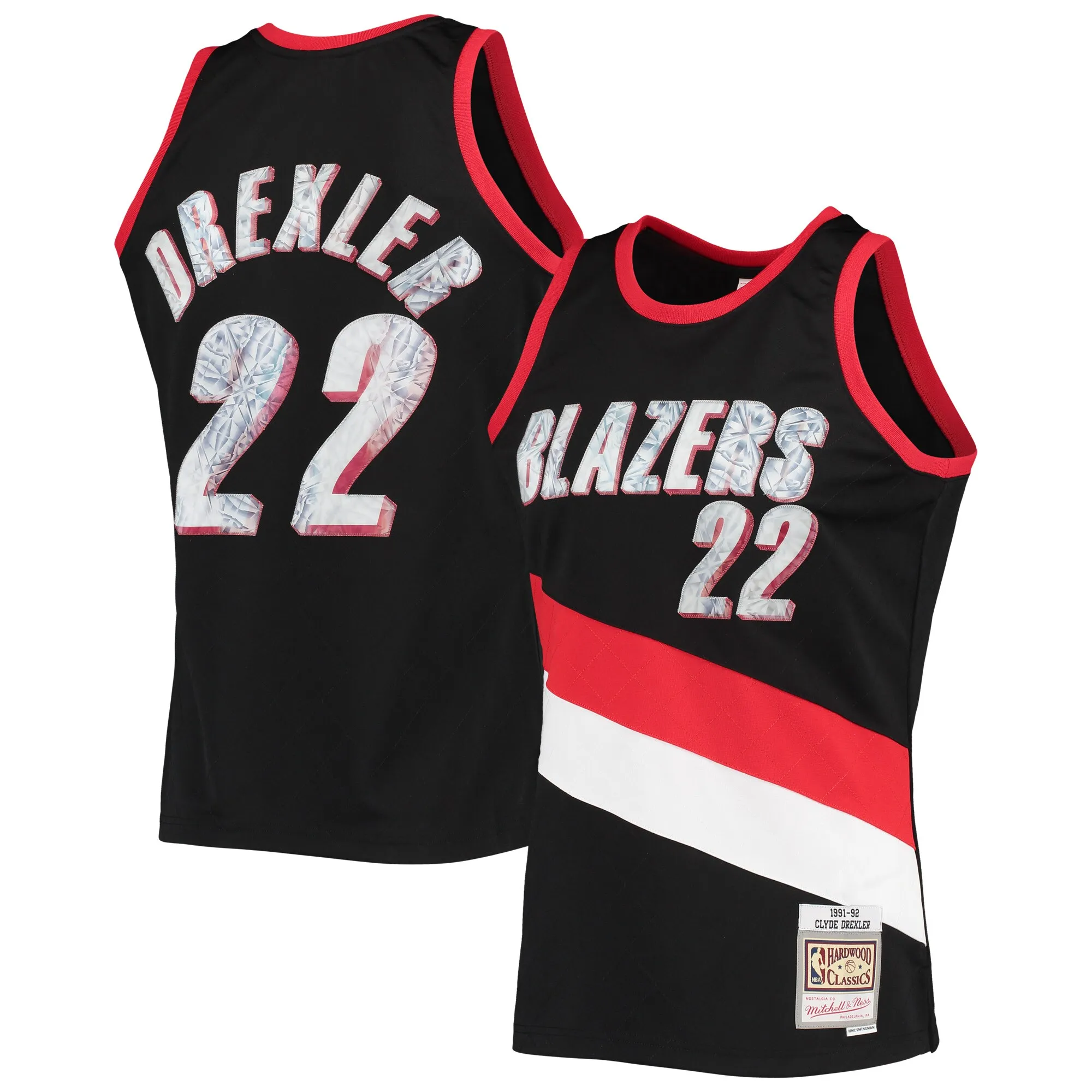 Clyde Drexler Portland Trail Blazers Mitchell & Ness 1991-92 Hardwood Classics NBA 75th Anniversary Diamond Swingman Jersey - Black