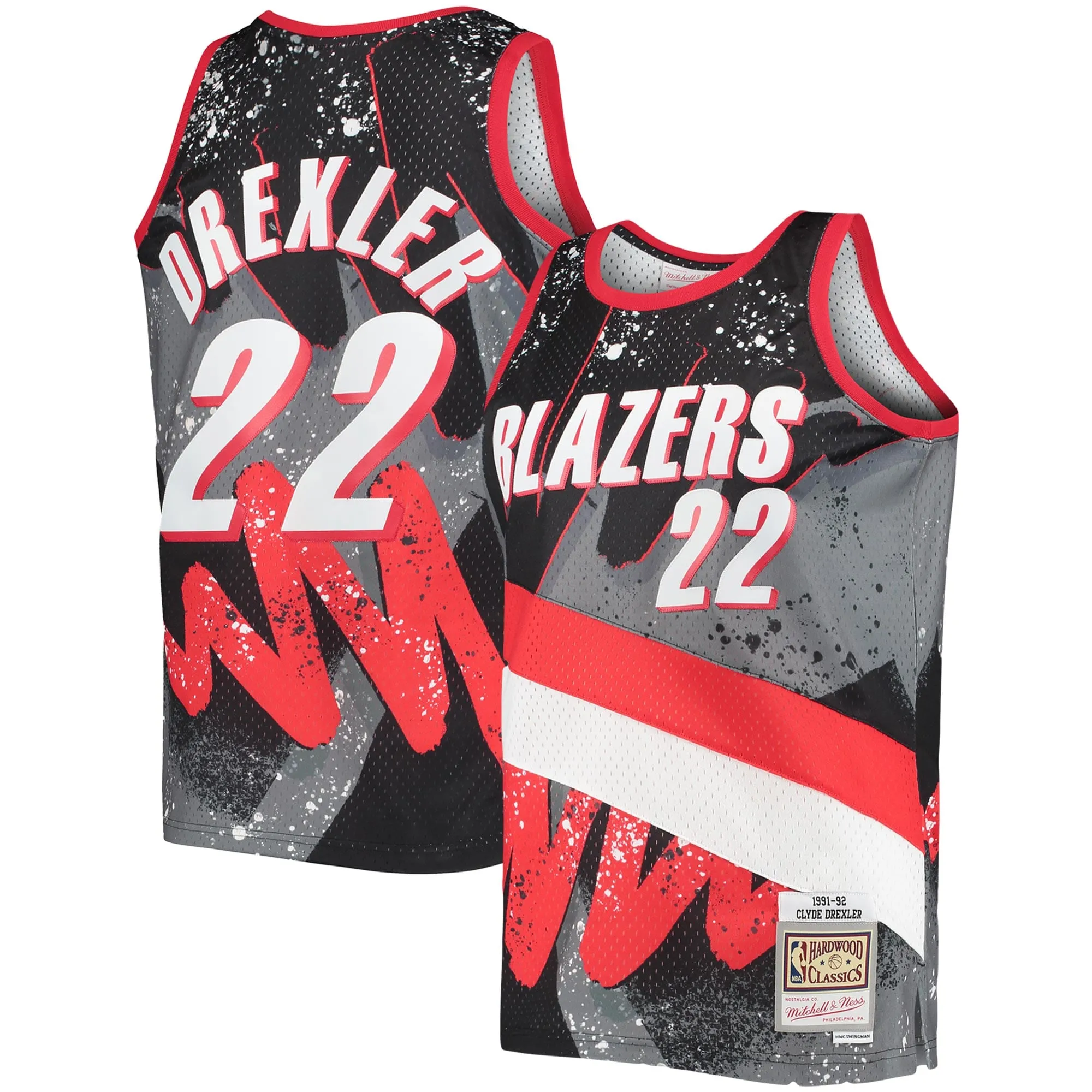 Clyde Drexler Portland Trail Blazers Mitchell & Ness Hardwood Classics 1991-92 Hyper Hoops Swingman Jersey - Black