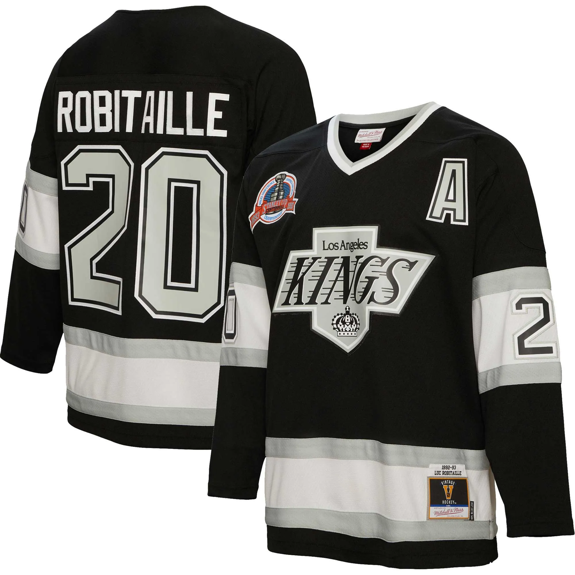Luc Robitaille Los Angeles Kings Mitchell & Ness Alternate Captain Patch 1992-93 Blue Line Player Jersey - Black