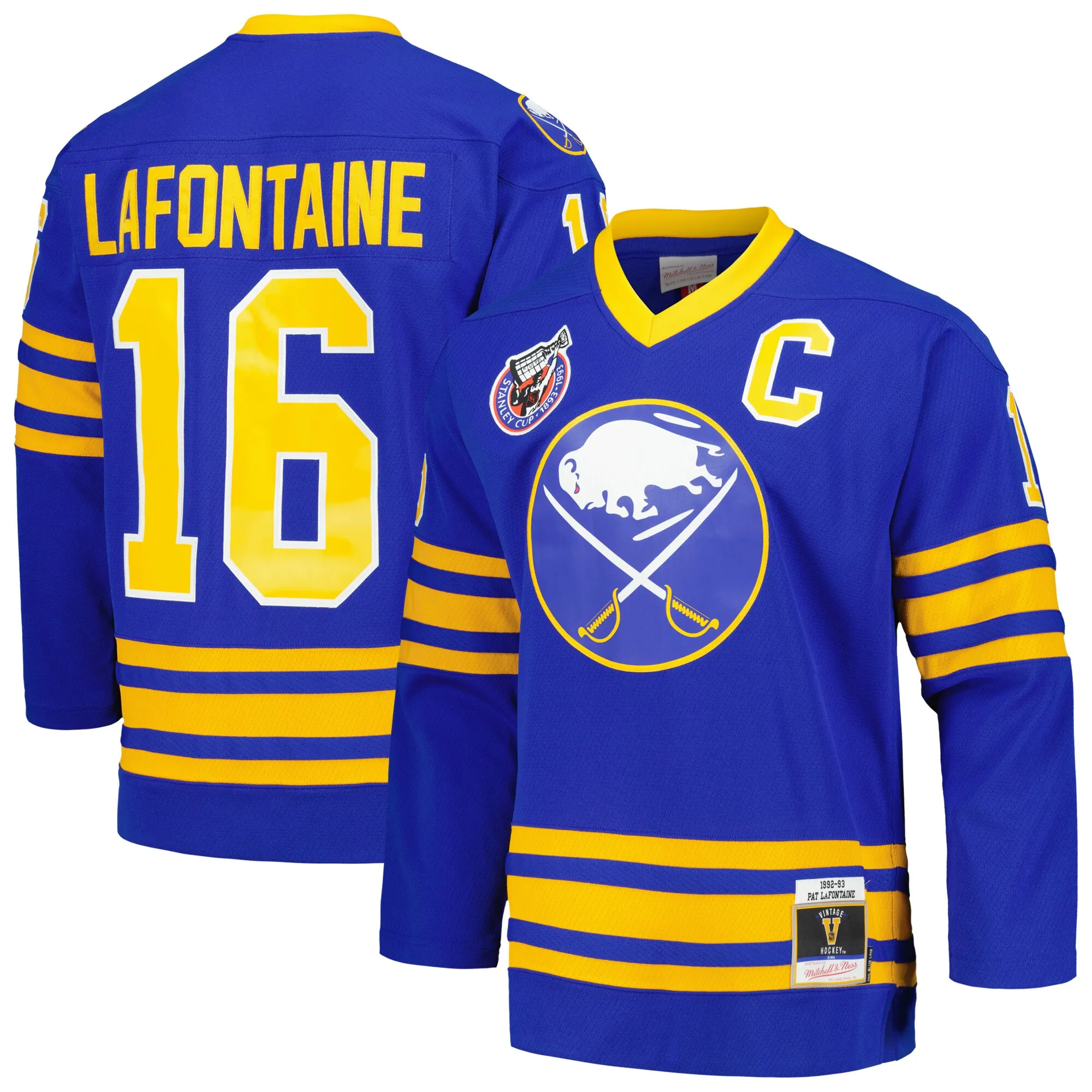 Pat LaFontaine Buffalo Sabres Mitchell & Ness Captain Patch 1992-93 Blue Line Player Jersey - Royal