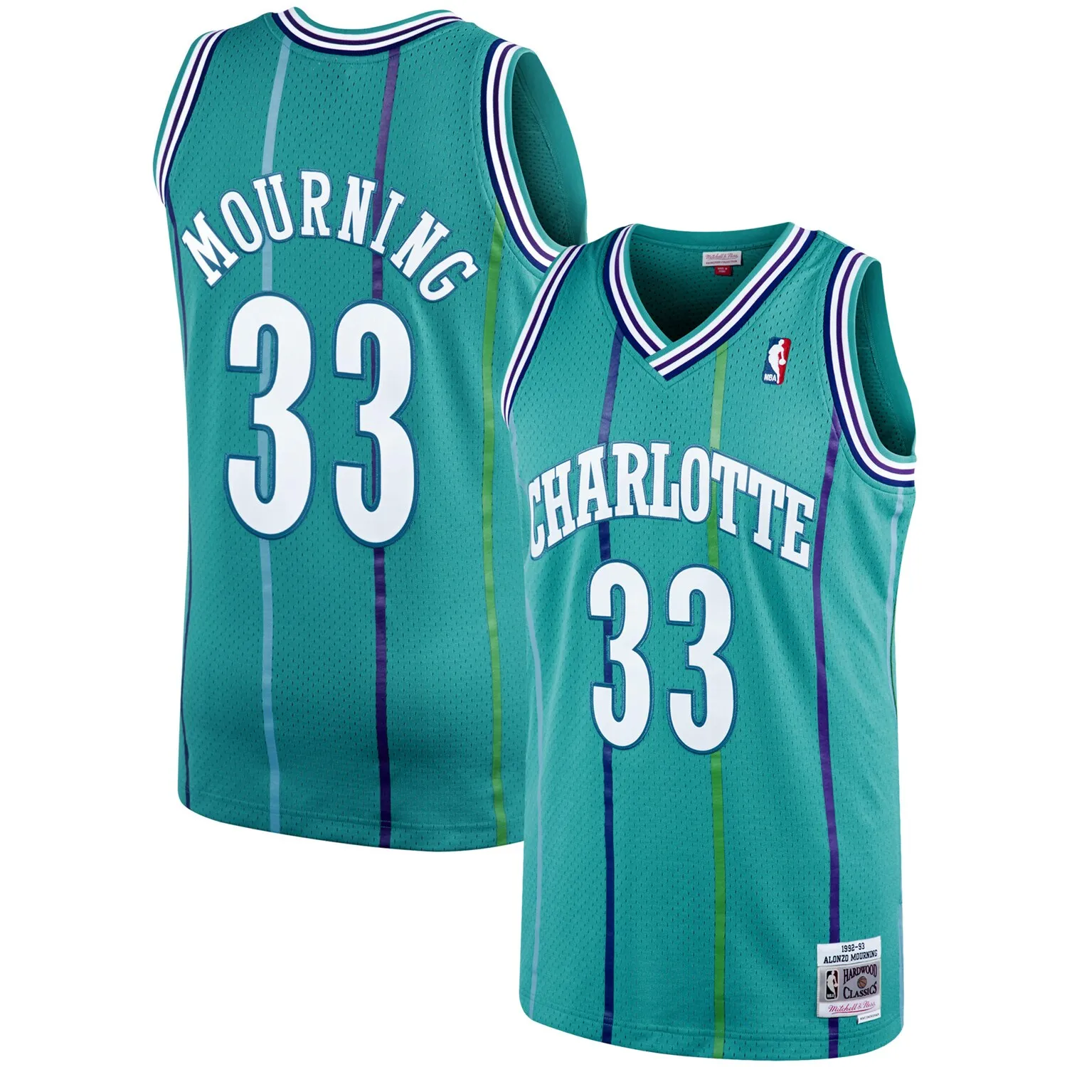 Alonzo Mourning Charlotte Hornets Mitchell & Ness 1992-93 Hardwood Classics Swingman Jersey - Teal