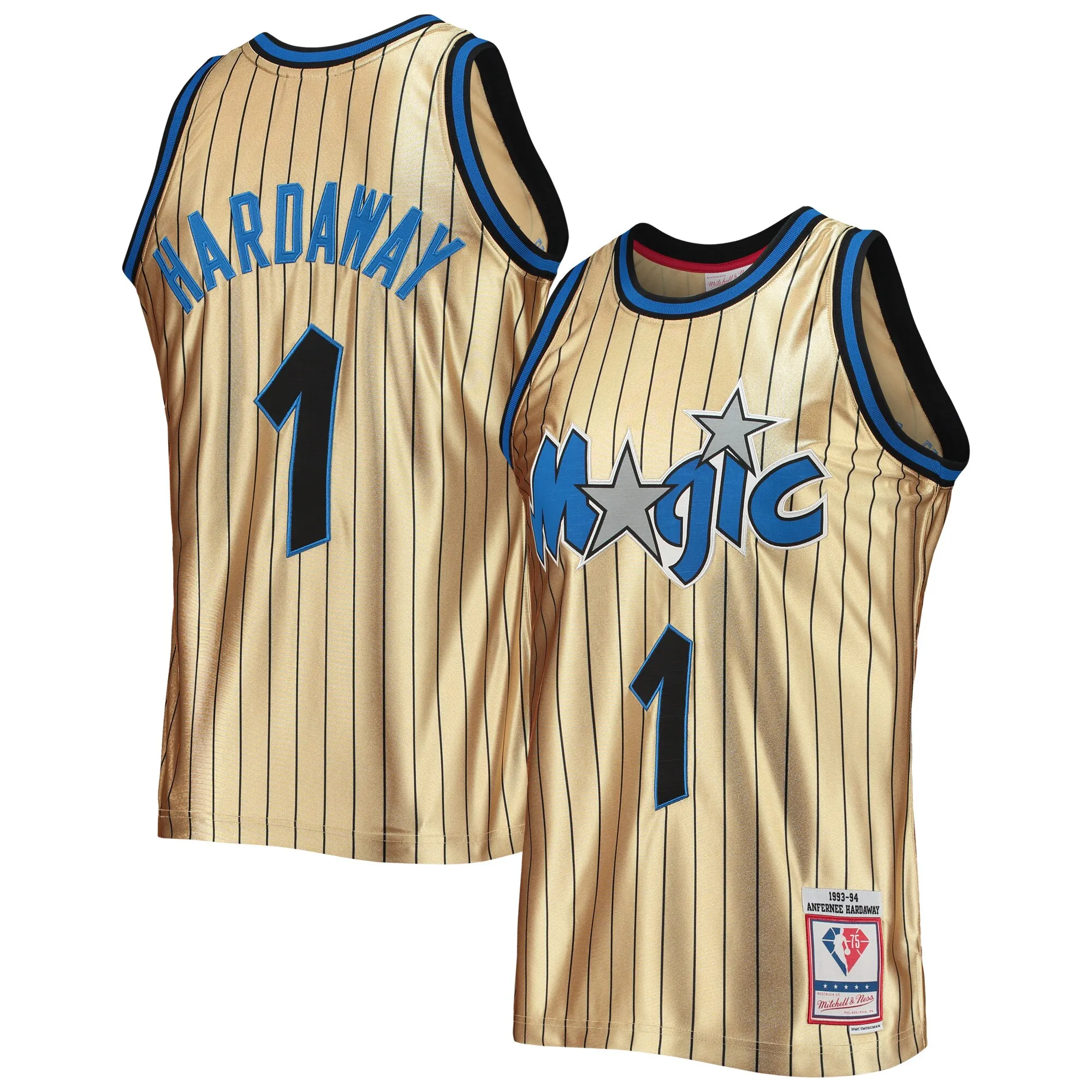 Penny Hardaway Orlando Magic Mitchell & Ness 75th Anniversary 1993-94 Hardwood Classics Swingman Jersey - Gold