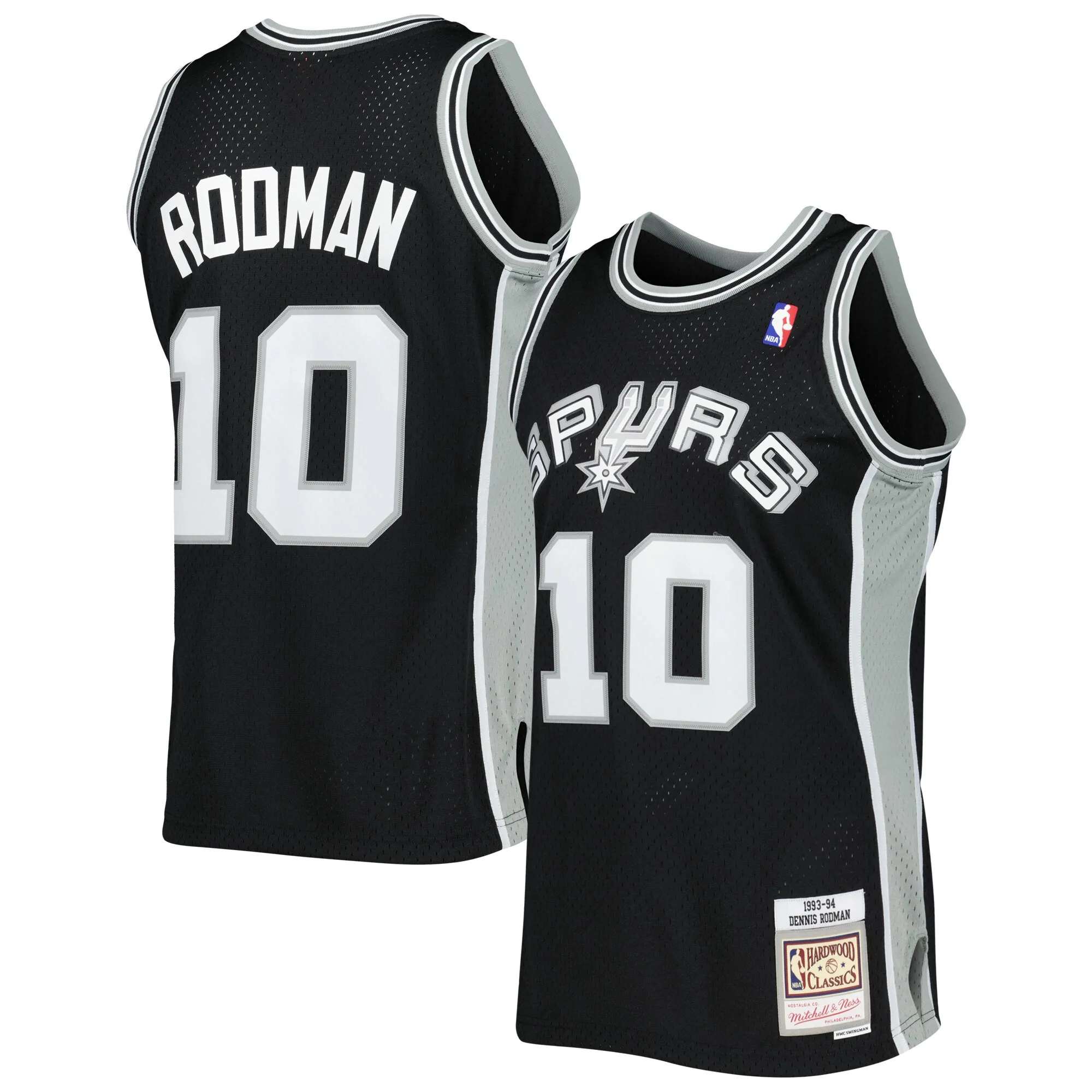Dennis Rodman San Antonio Spurs Mitchell & Ness 1993-94 Hardwood Classics Swingman Jersey - Black
