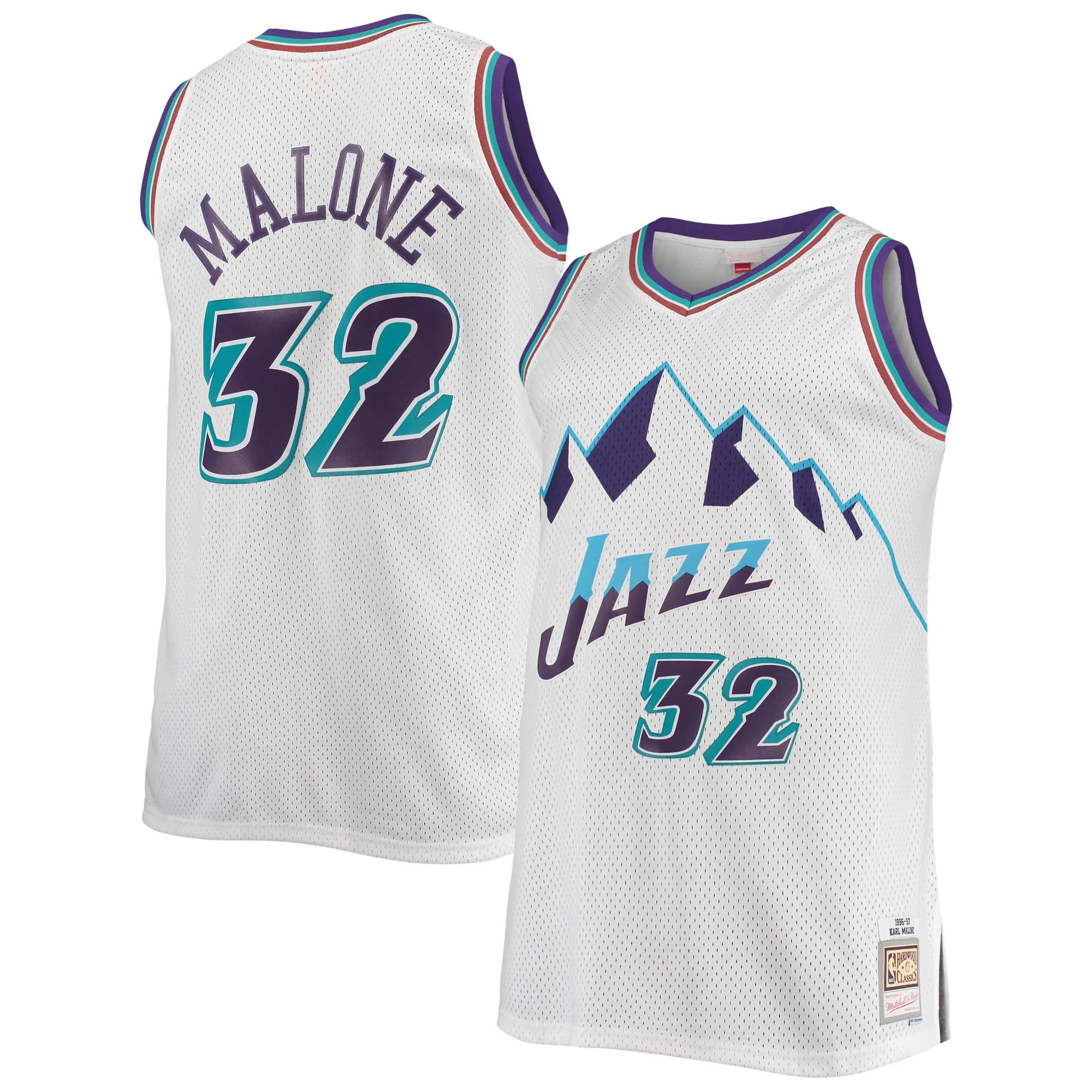 Karl Malone Utah Jazz Mitchell & Ness 1996-97 Big & Tall Hardwood Classics Swingman Jersey - White