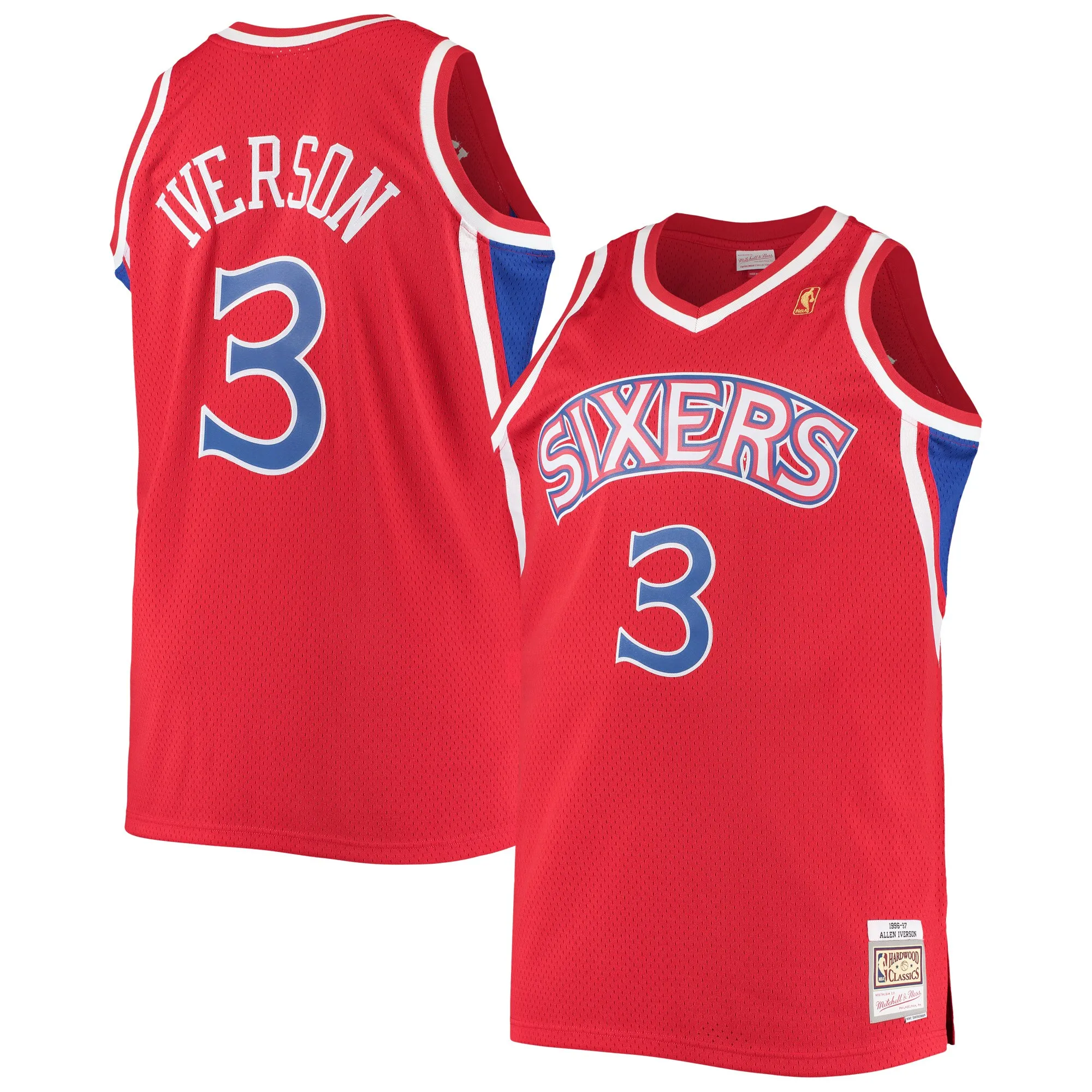 Allen Iverson Philadelphia 76ers Mitchell & Ness 1996-97 Big & Tall Hardwood Classics Swingman Jersey - Red