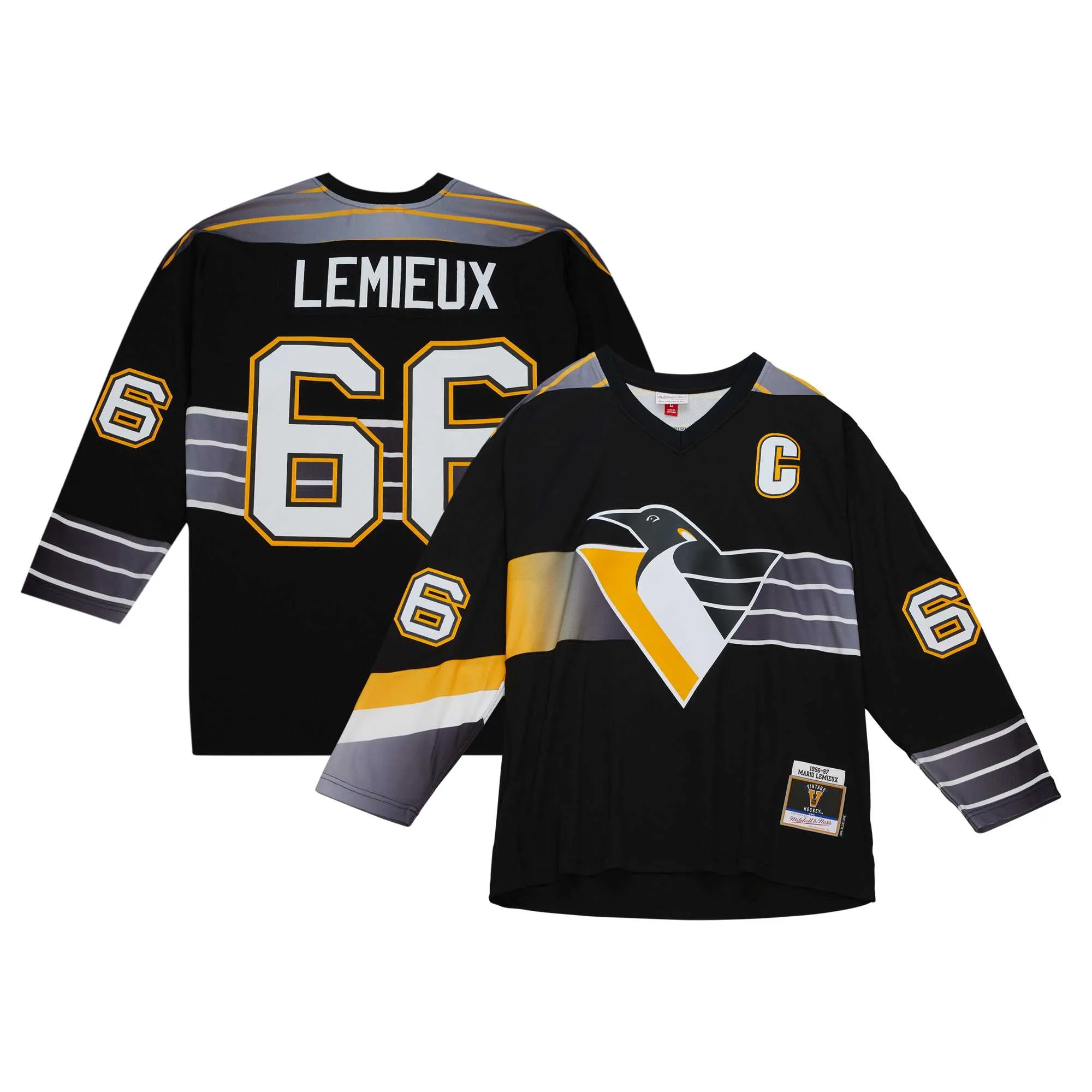 Mario Lemieux Pittsburgh Penguins Mitchell & Ness Captain's Patch 1996-97 Blue Line Player Jersey - Black