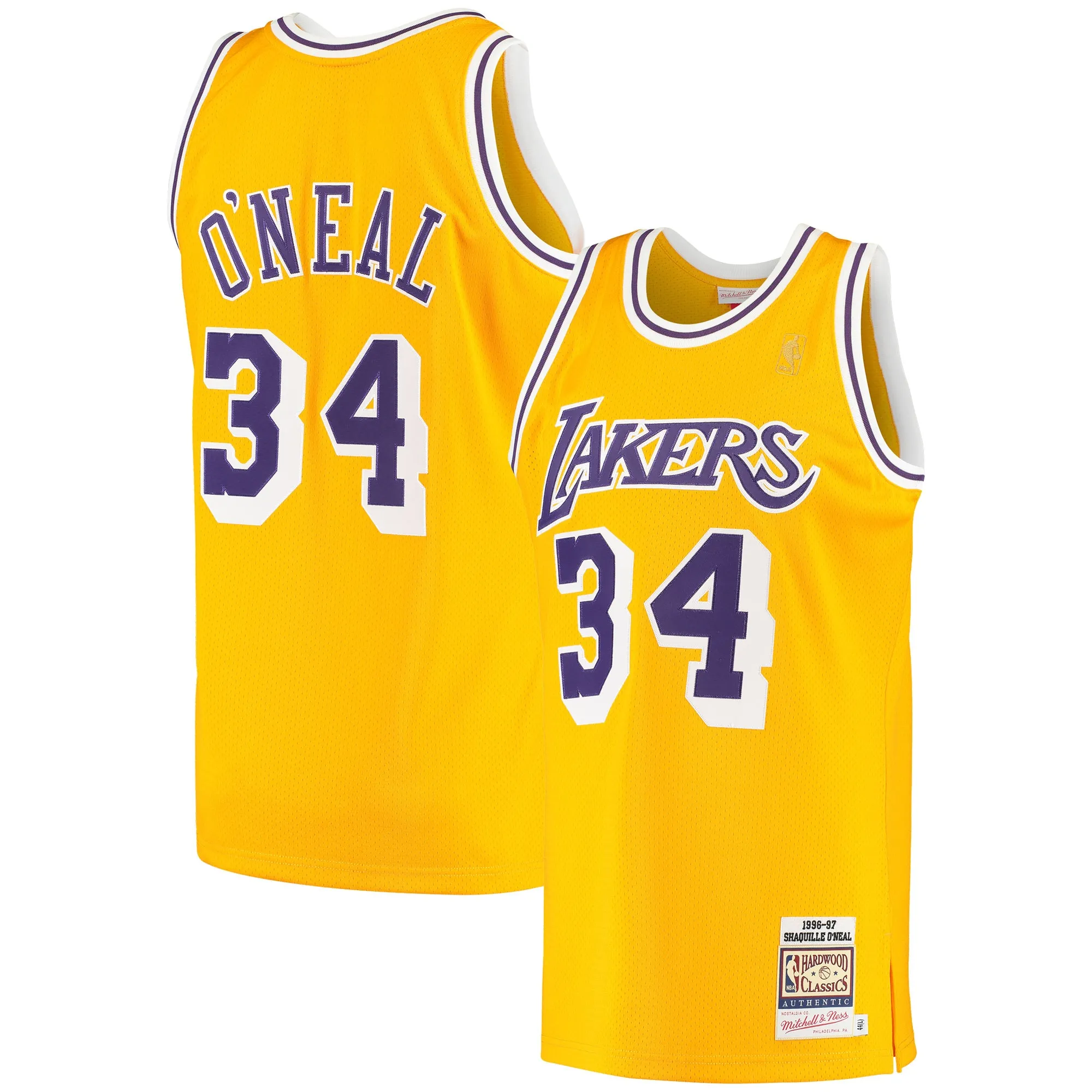 Shaquille O'Neal Los Angeles Lakers Mitchell & Ness 1996-97 Hardwood Classics Authentic Jersey - Gold