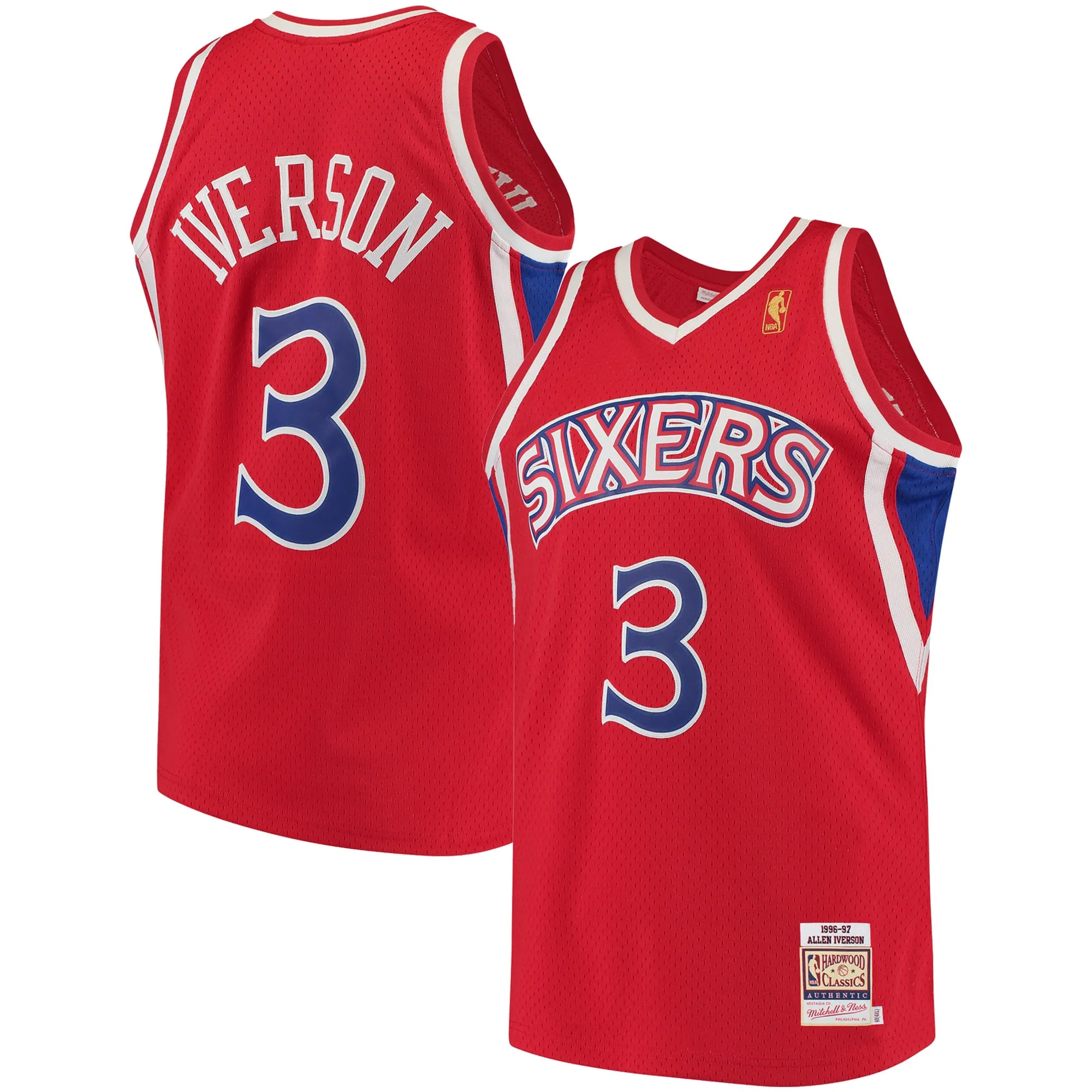 Allen Iverson Philadelphia 76ers Mitchell & Ness 1996-97 Hardwood Classics Authentic Jersey - Red