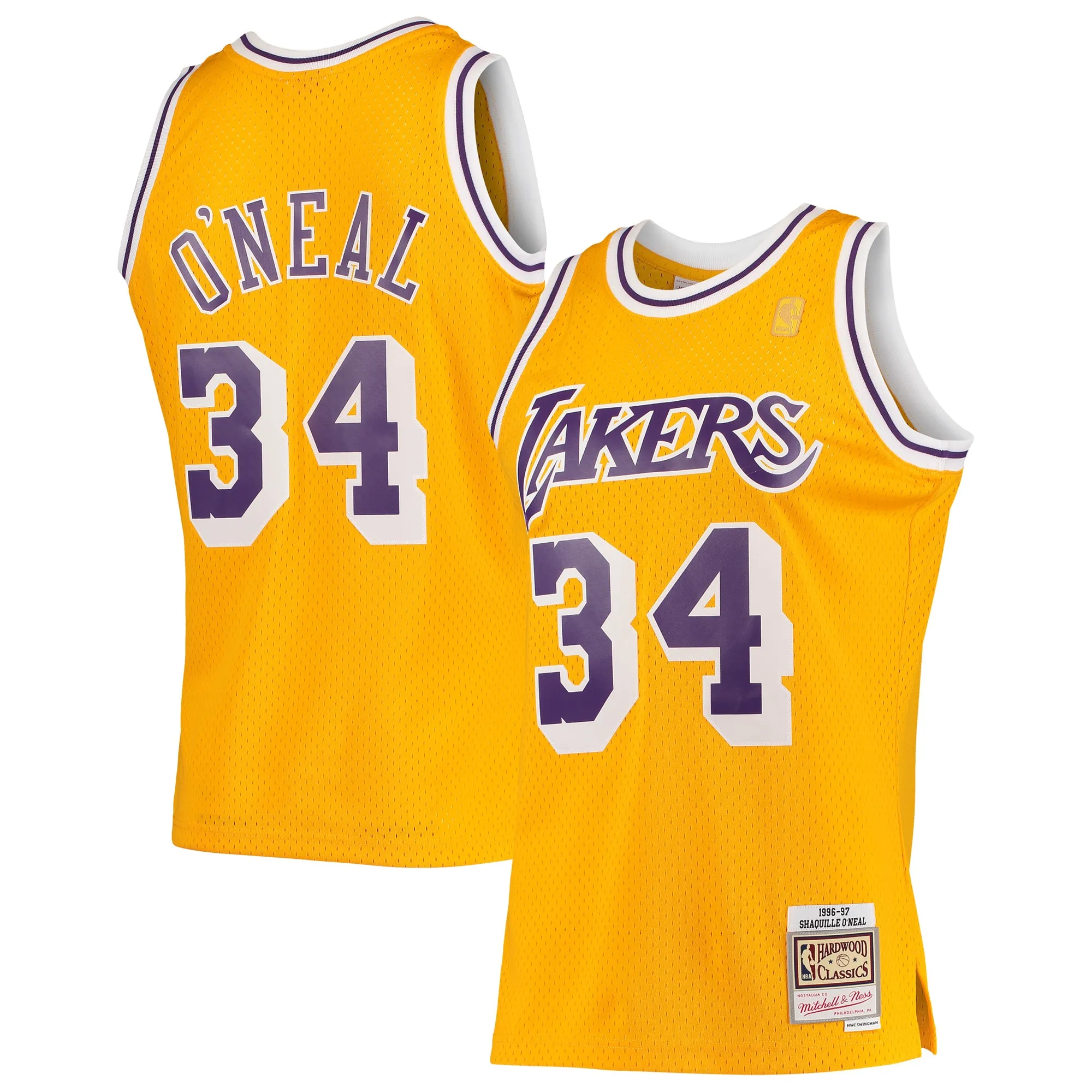 Shaquille O'Neal Los Angeles Lakers Mitchell & Ness 1996-97 Hardwood Classics Swingman Jersey - Gold