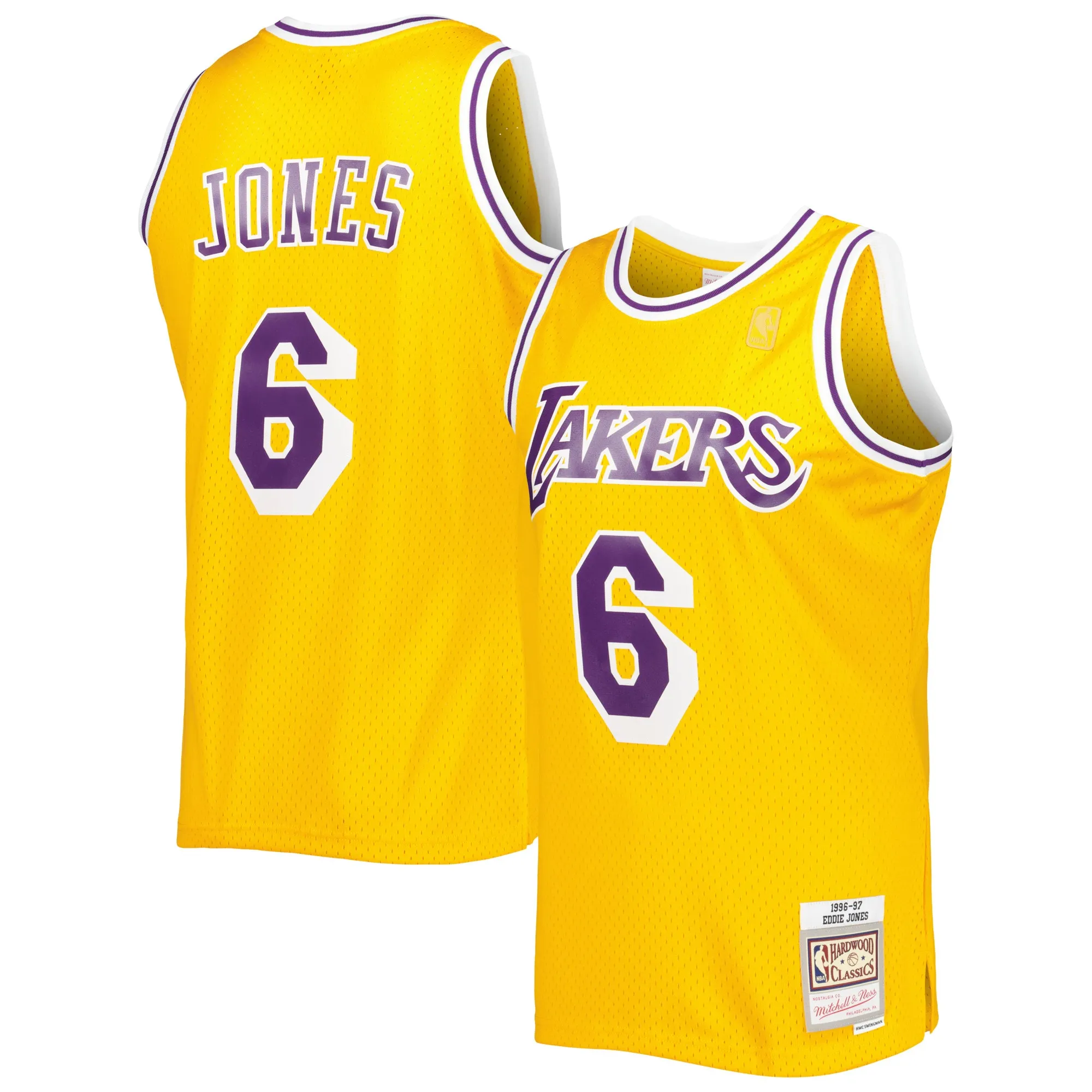 Eddie Jones Los Angeles Lakers Mitchell & Ness 1996-97 Hardwood Classics Swingman Jersey - Gold