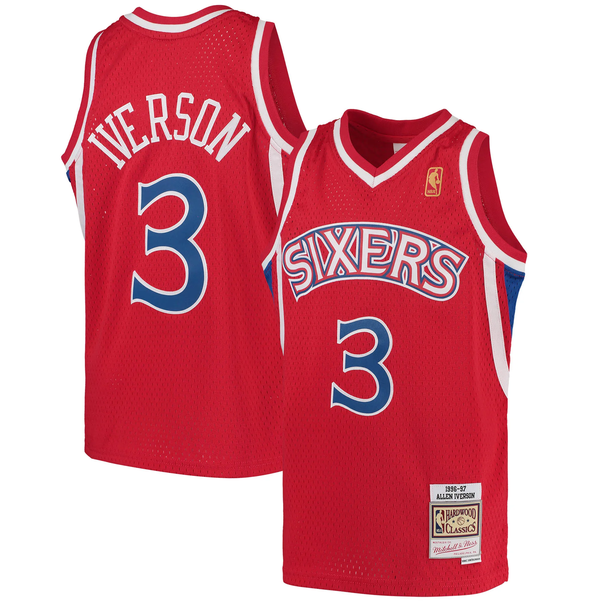Allen Iverson Philadelphia 76ers Mitchell & Ness Youth 1996-97 Hardwood Classics Swingman Throwback Jersey - Red