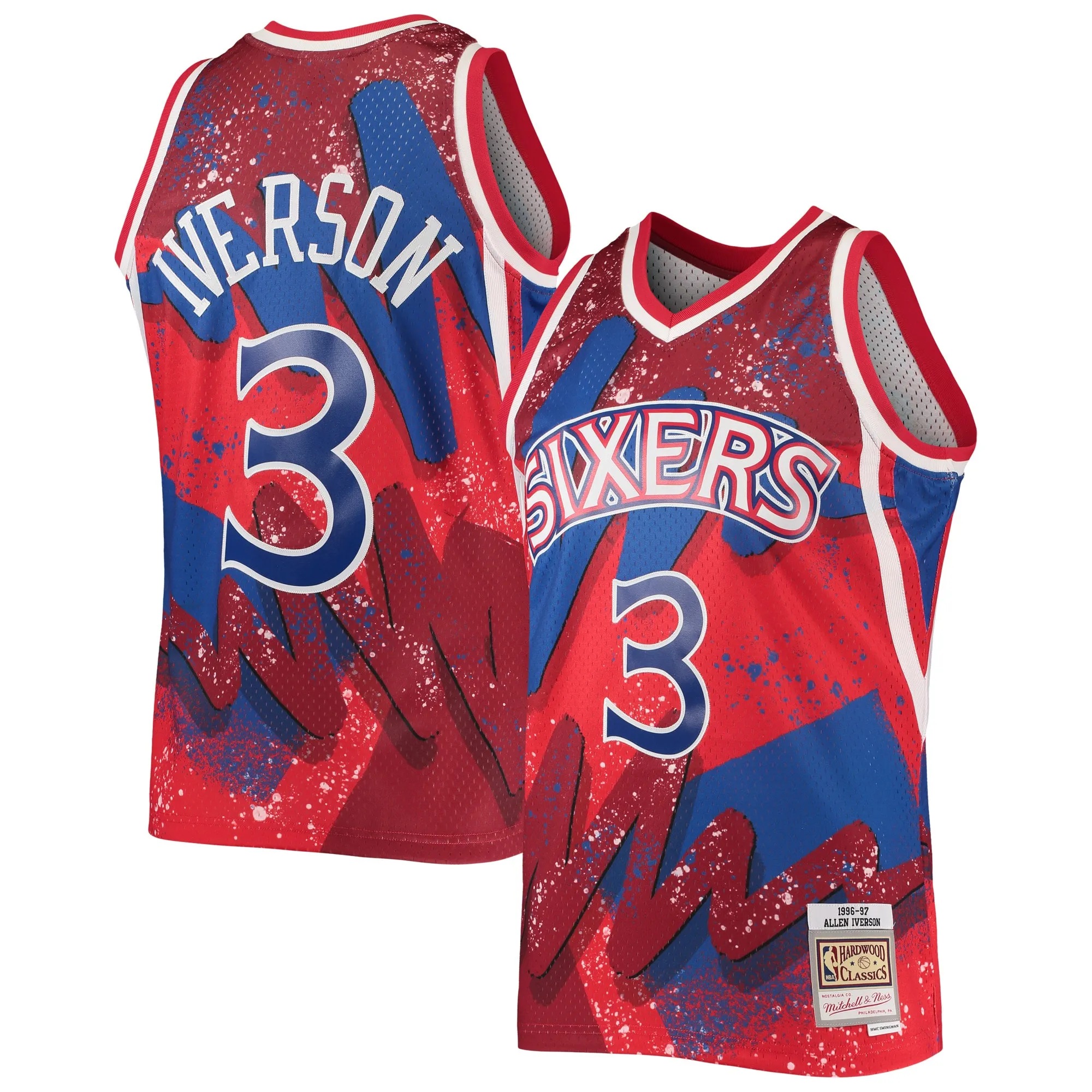 Allen Iverson Philadelphia 76ers Mitchell & Ness Hardwood Classics 1996-97 Hyper Hoops Swingman Jersey - Red