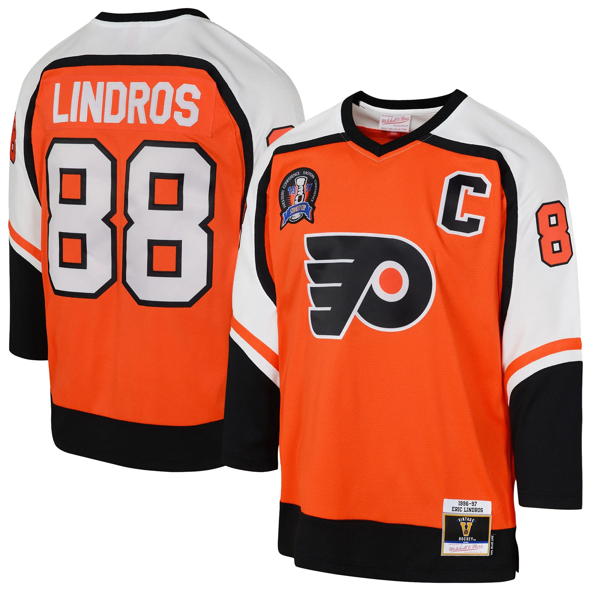 Eric Lindros Philadelphia Flyers Mitchell & Ness Youth 1996-97 Power Play 2.0 Player Jersey with Captain Patch - Orange