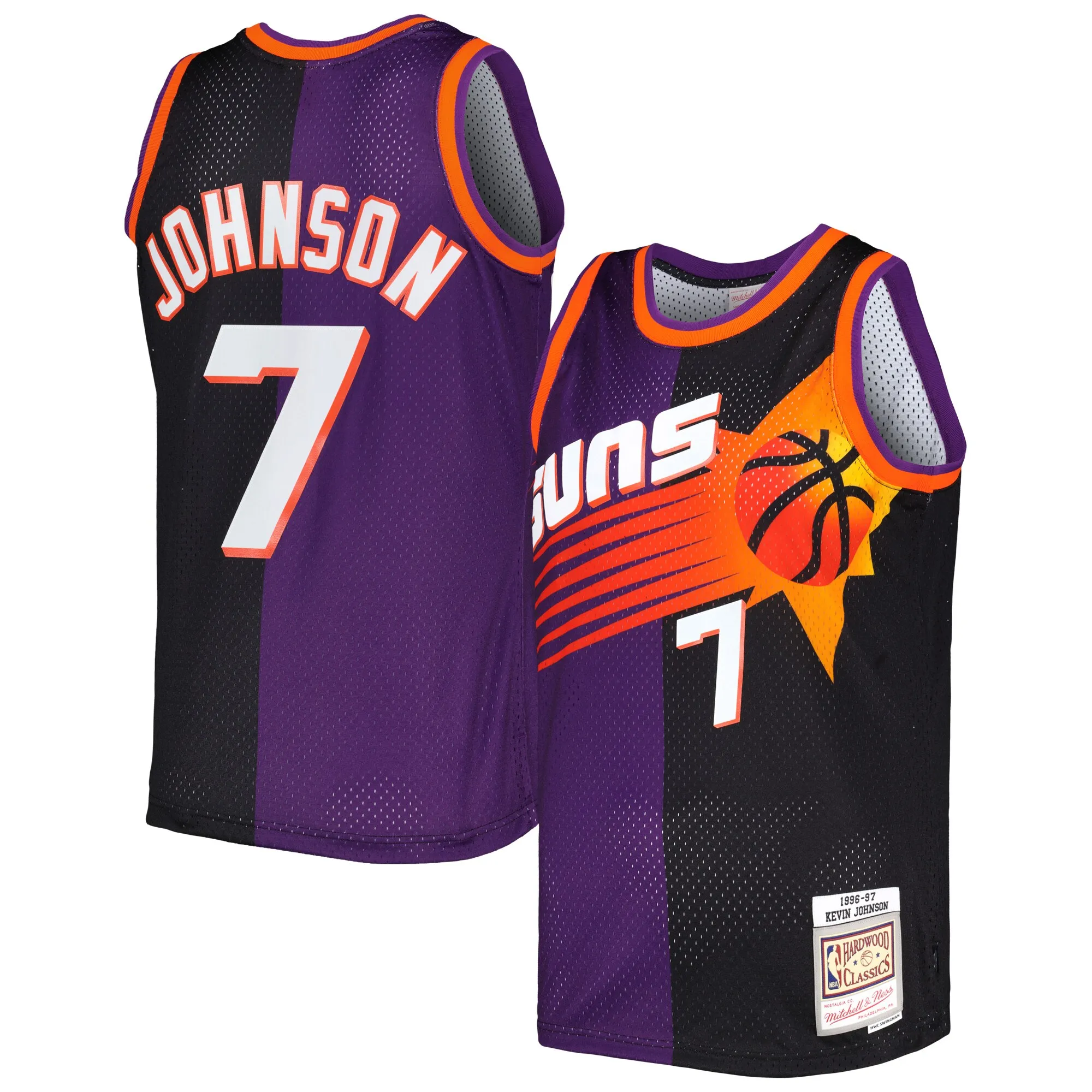 Kevin Johnson Phoenix Suns Mitchell & Ness Hardwood Classics 1996-97 Split Swingman Jersey - Purple-Black